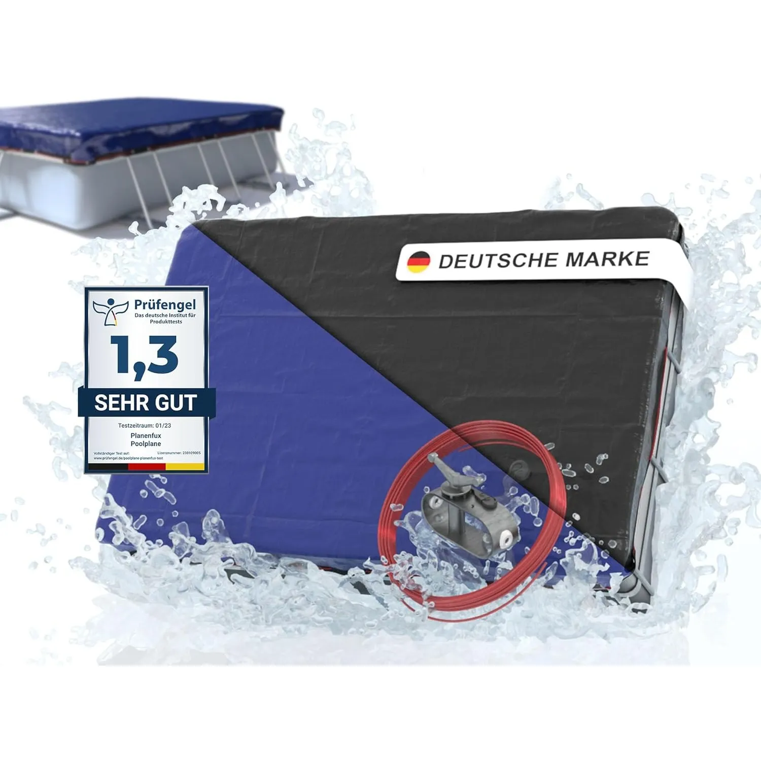 Planenfux® Poolabdeckung rechteckig 300x200 cm | 2-in-1 Poolplane aus 200g/m² PE Material | Solar Schwimmbecken Abdeckp…