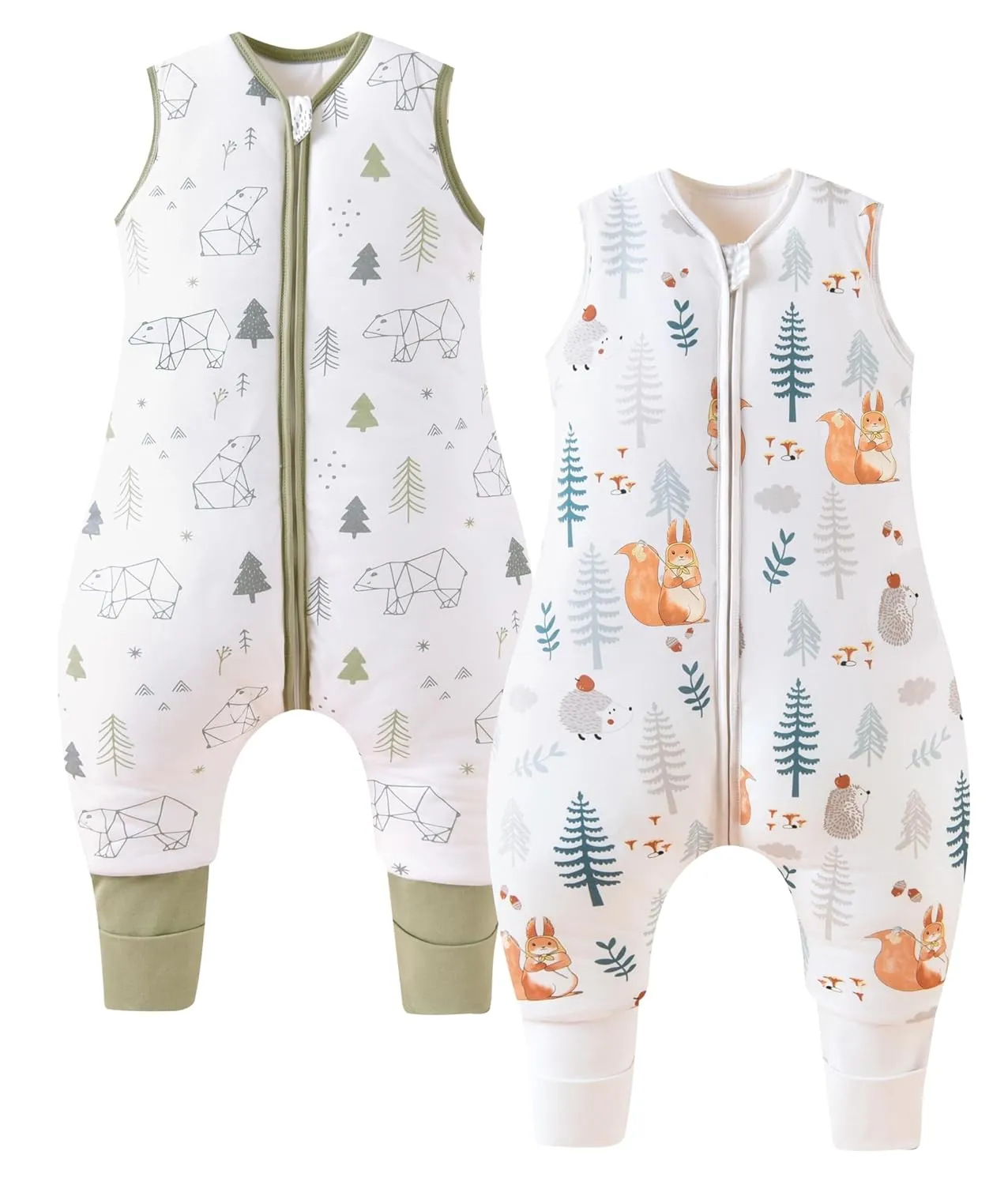 Chilsuessy 2er Pack Baby Schlafsack mit Beinen 2.5 Tog Winter Schlafsack Unisex Ganzjahres Schlafsack mit Füßen Babysch…