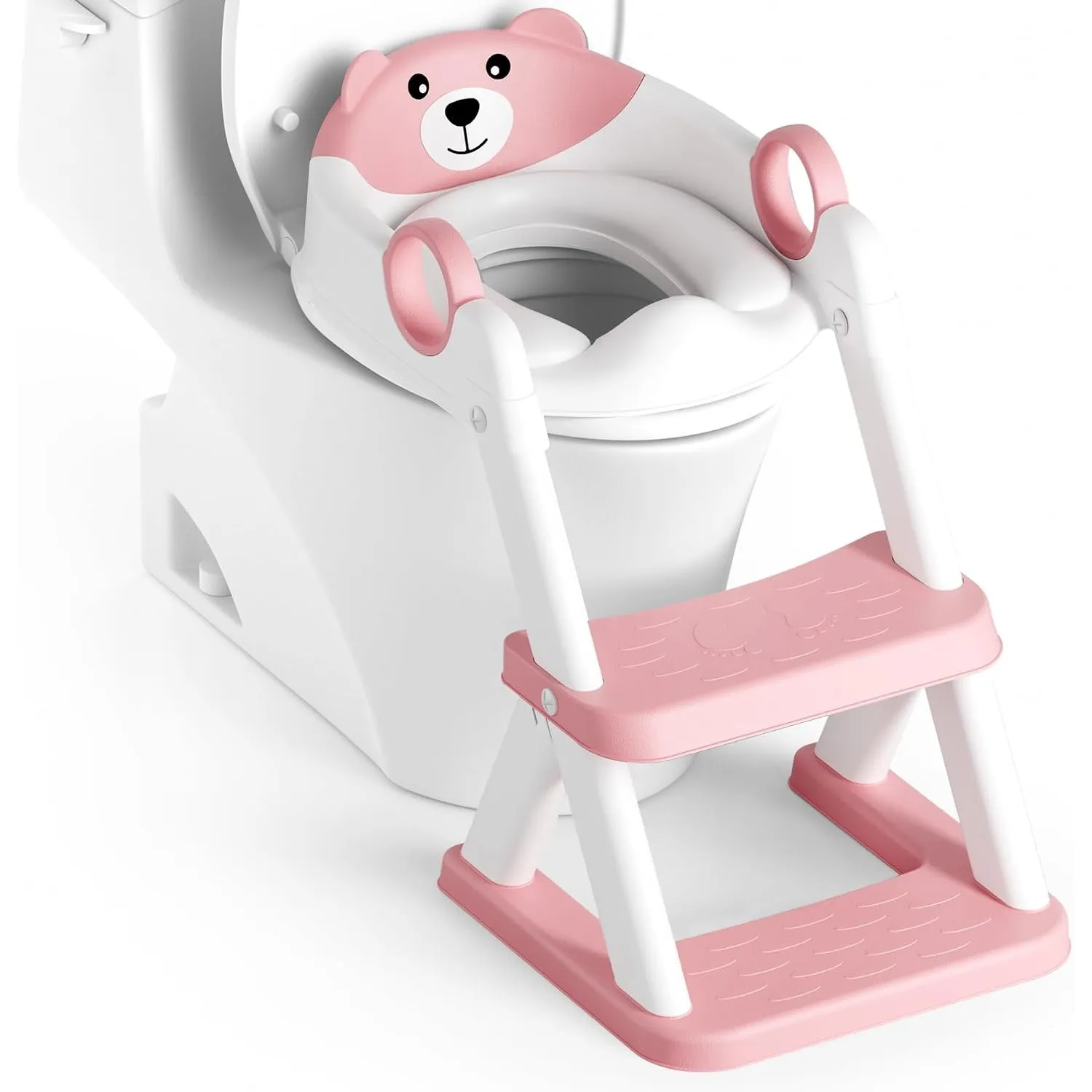 Toilettenleiter für Kinder, Toilettensitz mit Treppe (Rosa)