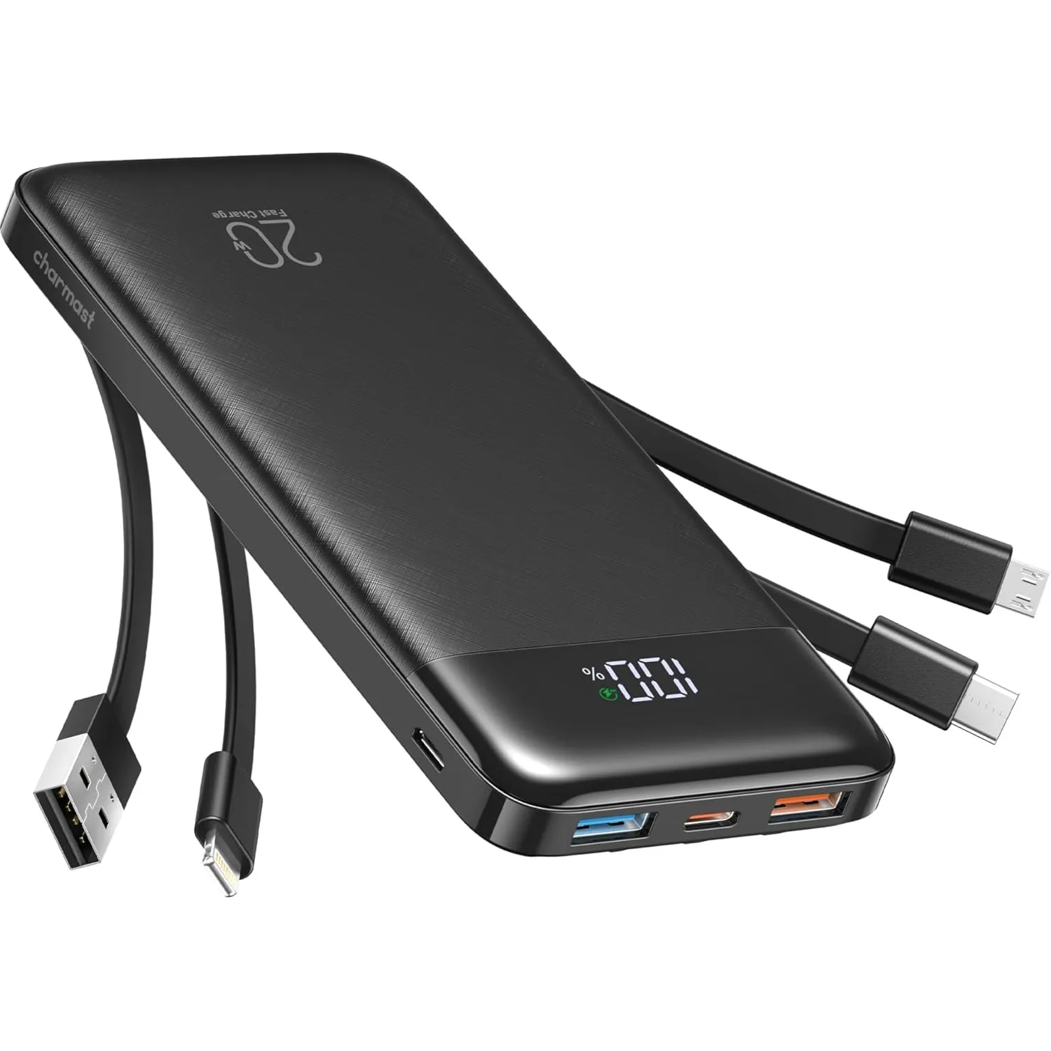Charmast Power Bank, 22,5W Powerbank 20000mAh mit 4 Kabel & 6 Ausgängen | PD3.0 Schnellladefunktion, USB C Externe Hand…
