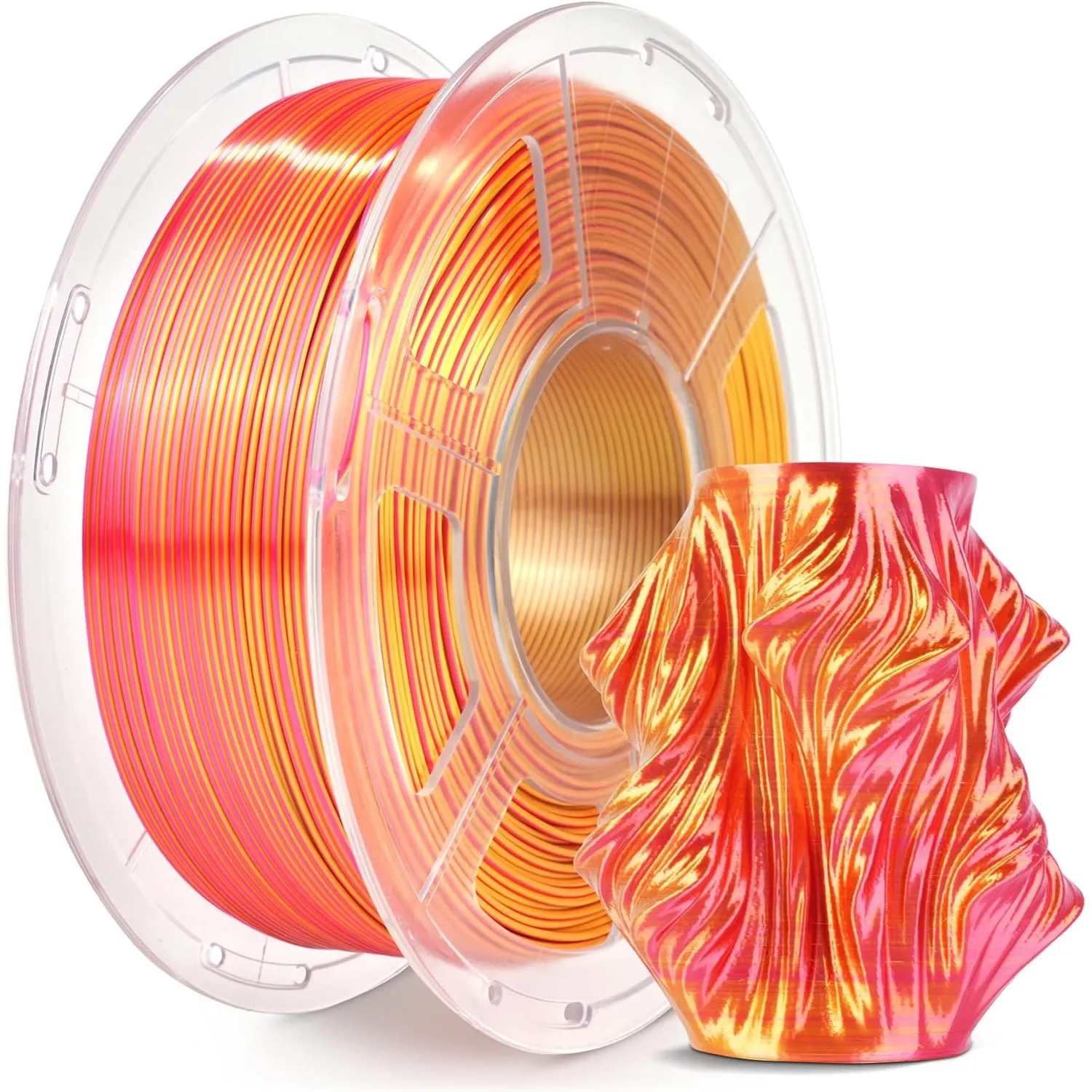 SUNLU Silk PLA Plus 3D Druckerfilament, zweifarbiges glänzendes PLA+ Filament 1.75mm, Seidentexturen, 360° Drehung enth…