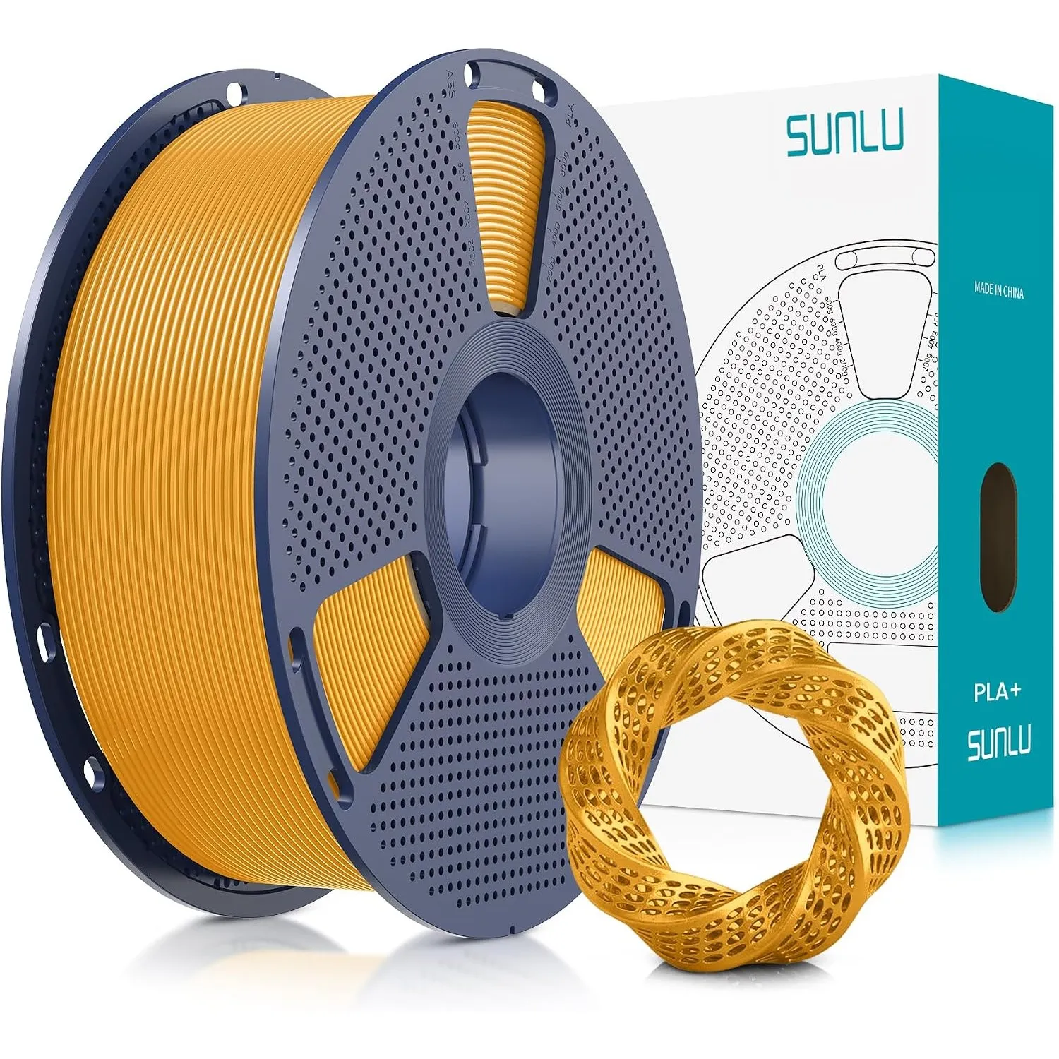 SUNLU PLA+ Filament 1.75mm, PLA Plus 3D Drucker Filament, 1KG Gold