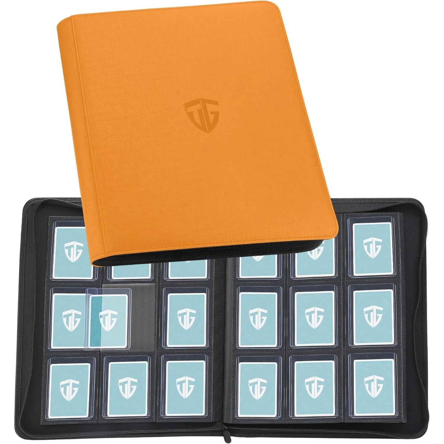 TCGUARD Sammelkarten Album für 216 Karten, 9 Fächer Binder Mit Hüllen für 3"x4" Rigid Toploader Card, Trading Card Bind…