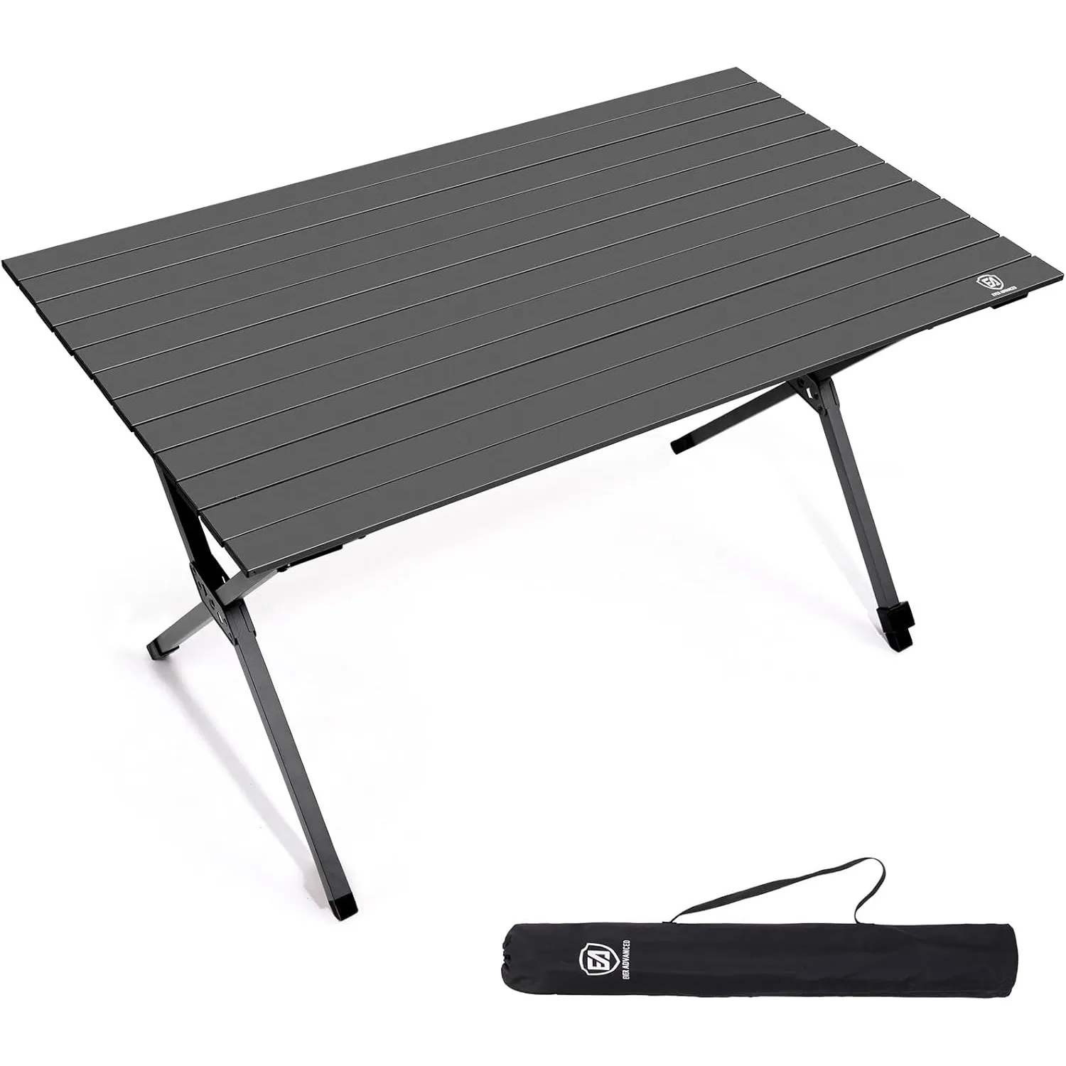 EVER ADVANCED Campingtisch Klappbar Aluminium 120X70CM Klapptisch 100KG Belastbar Aufrollbarer Tischplatte für 4-6 Pers…