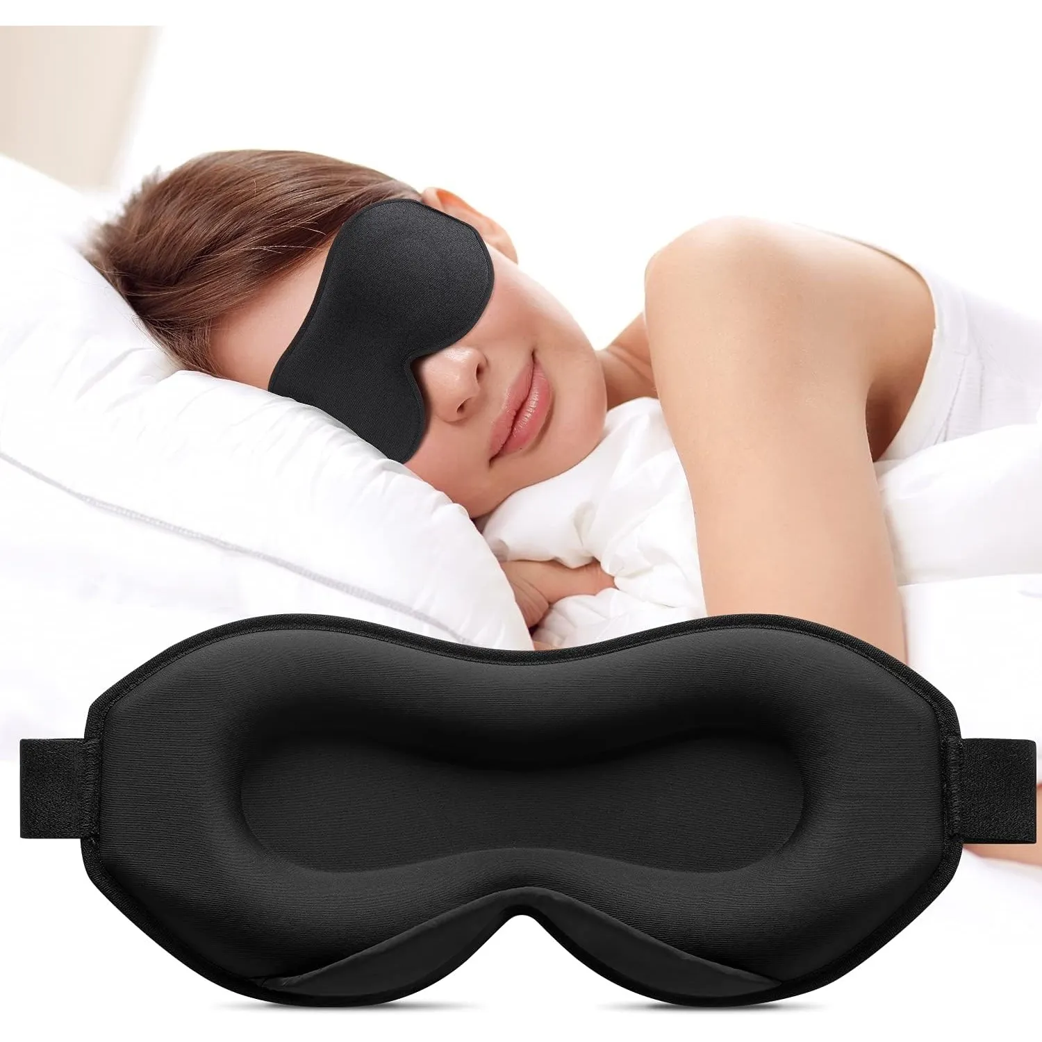 Umisleep Schlafmaske für Seitenschläfer, 100% lichtblockierende 3D-Schlafbrille für Frauen & Herren mit weicher & beque…