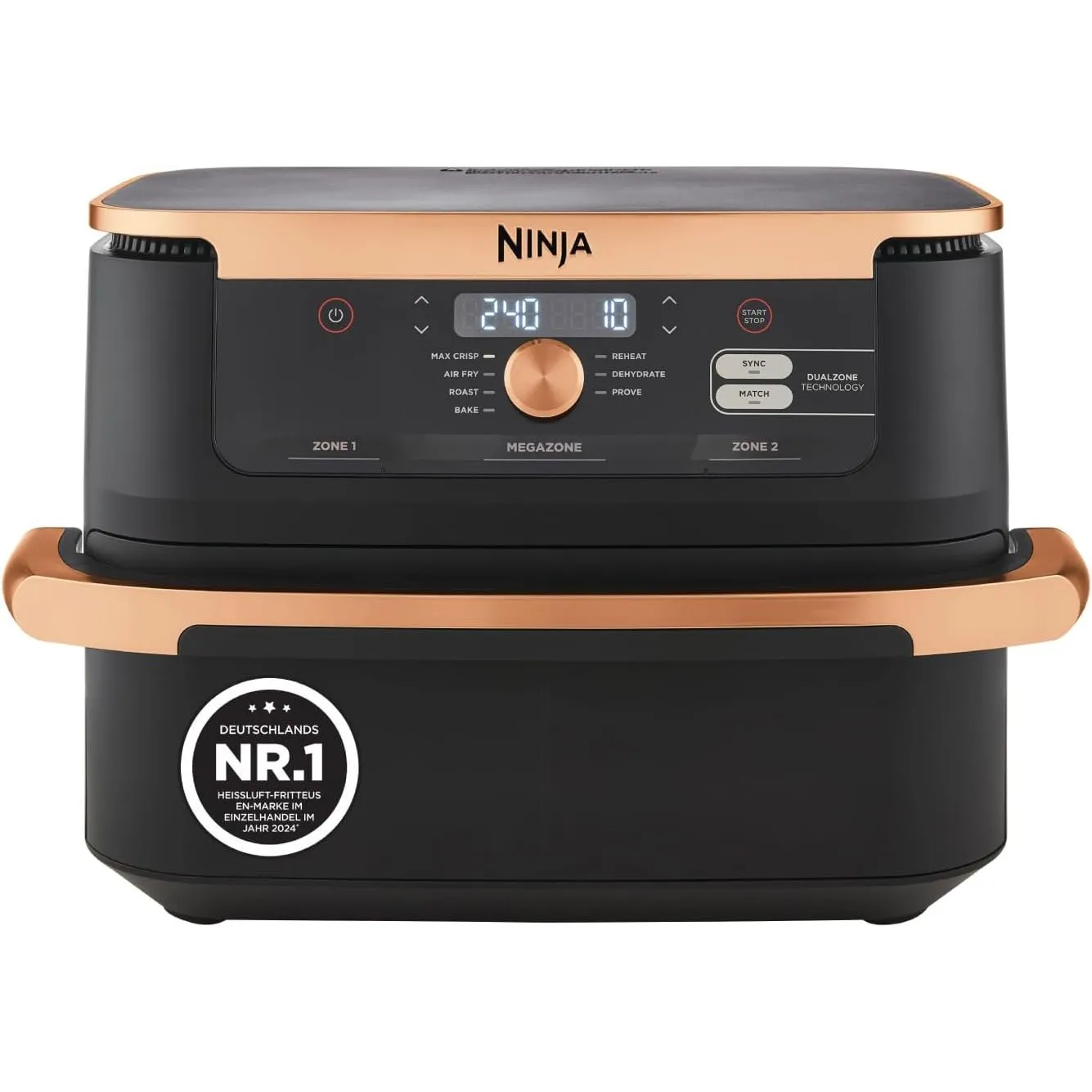 Ninja Foodi FlexDrawer Heißluftfritteuse, 10,4 L, Dual Zone, Schwarz/Kupfer