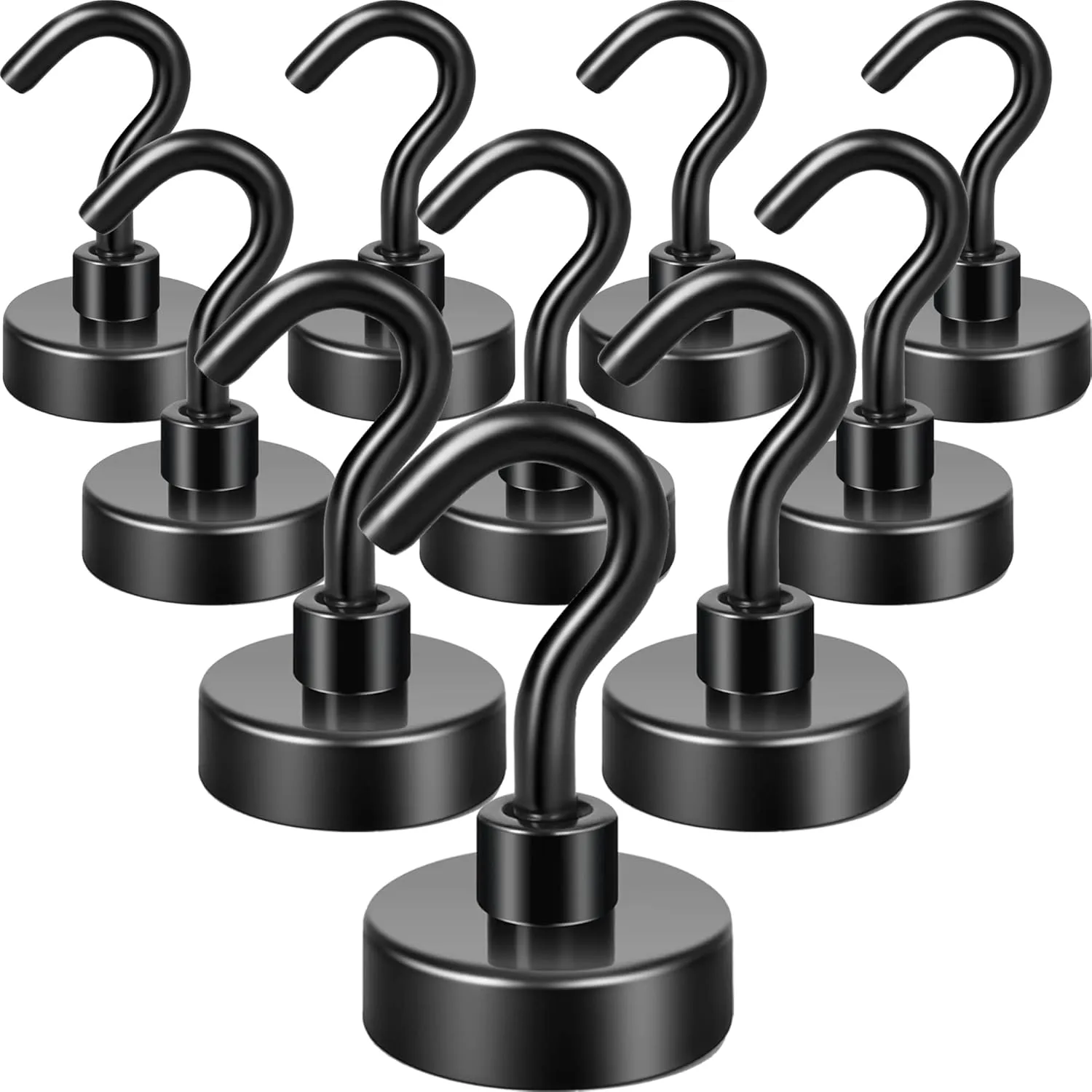 Neosmuk Black Magnetic Hooks, 20 kg High Performance Earth Magnets with Hooks for Refrigerator, Extra Strong Cruise Hoo…