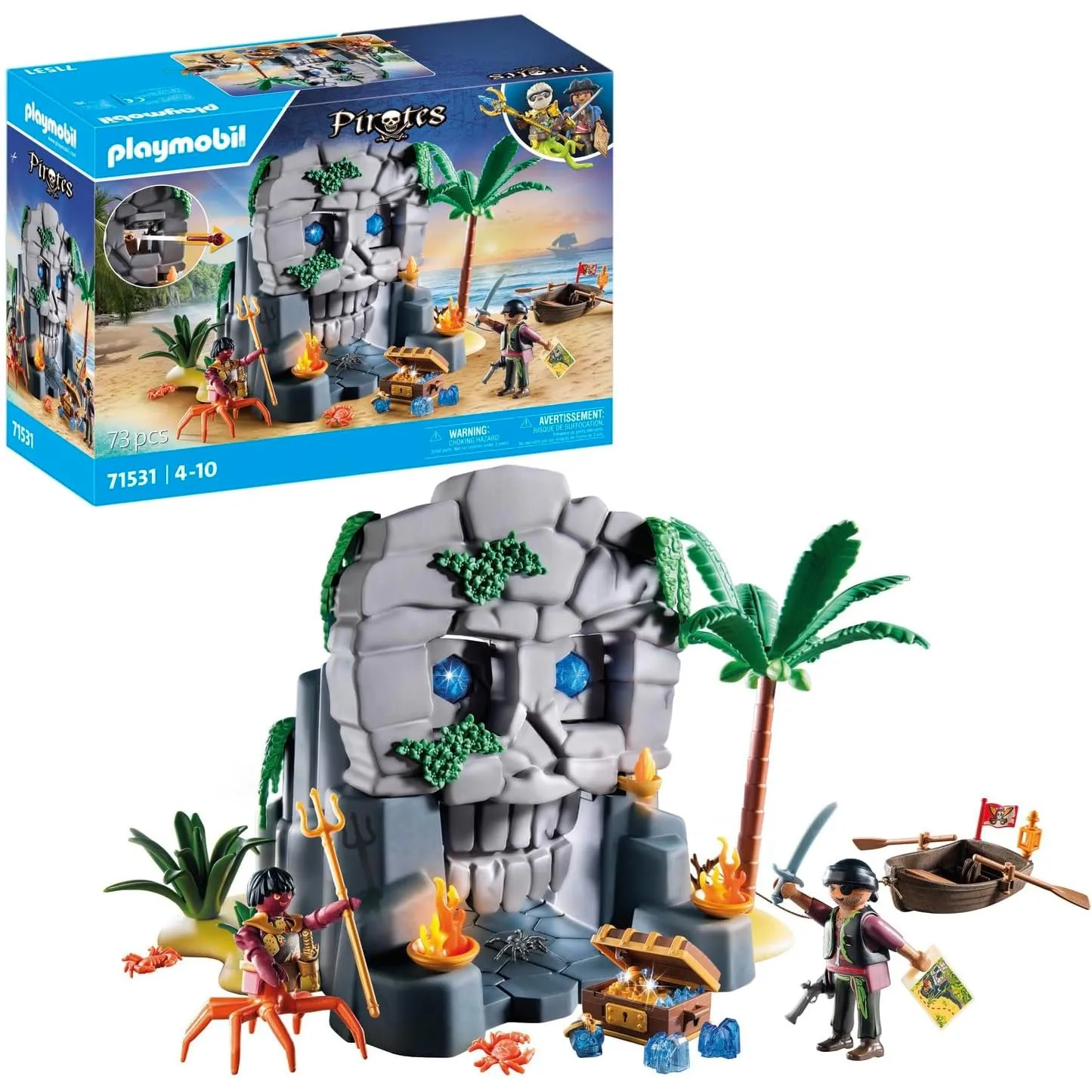PLAYMOBIL Pirates 71531 Totenkopfinsel, spannungsgeladenes Abenteuer auf der Kristallschädel-Insel, inklusive Piratenfi…