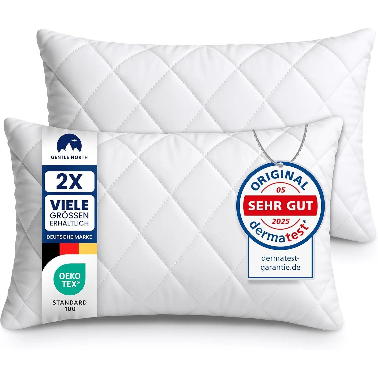 Gentle North Kopfkissen (30x50 cm groß) - 2er Set Kissen für Bett und als Dekokissen - Mit Reißverschluss für Füllung -…
