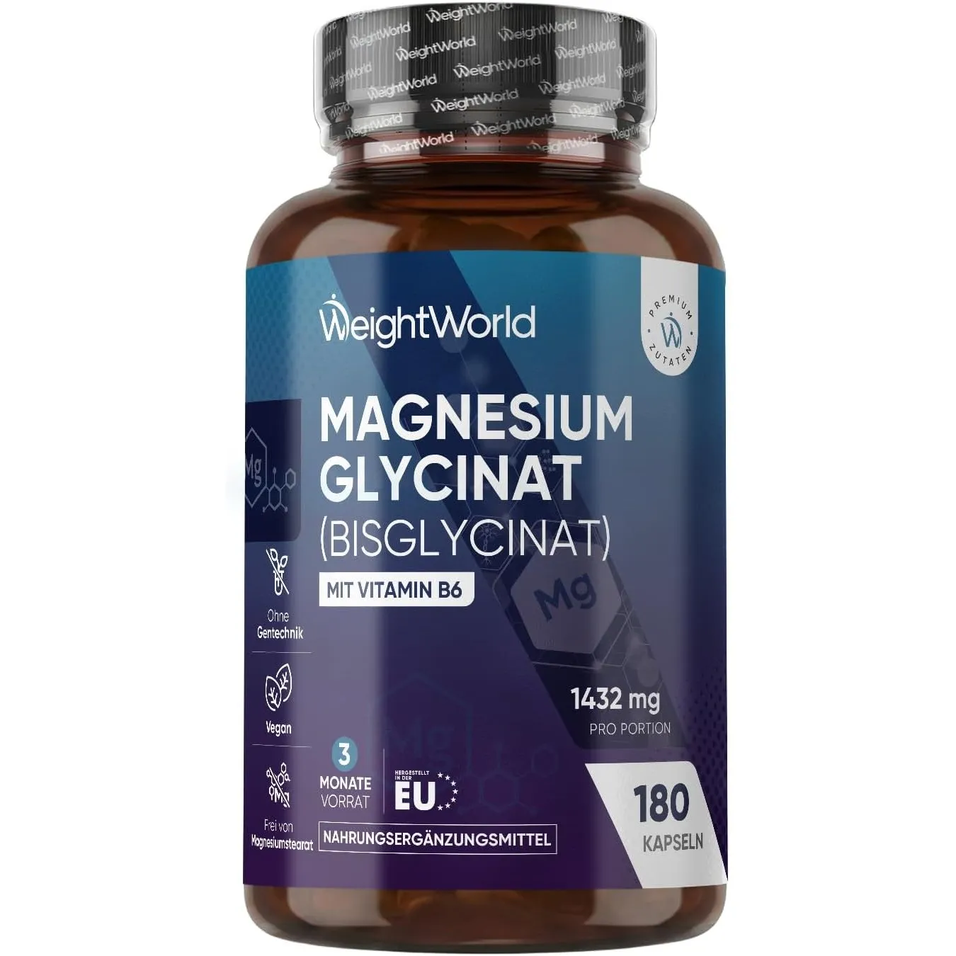 WeightWorld Magnesium Bisglycinat Kapseln - 1432 mg pro Portion