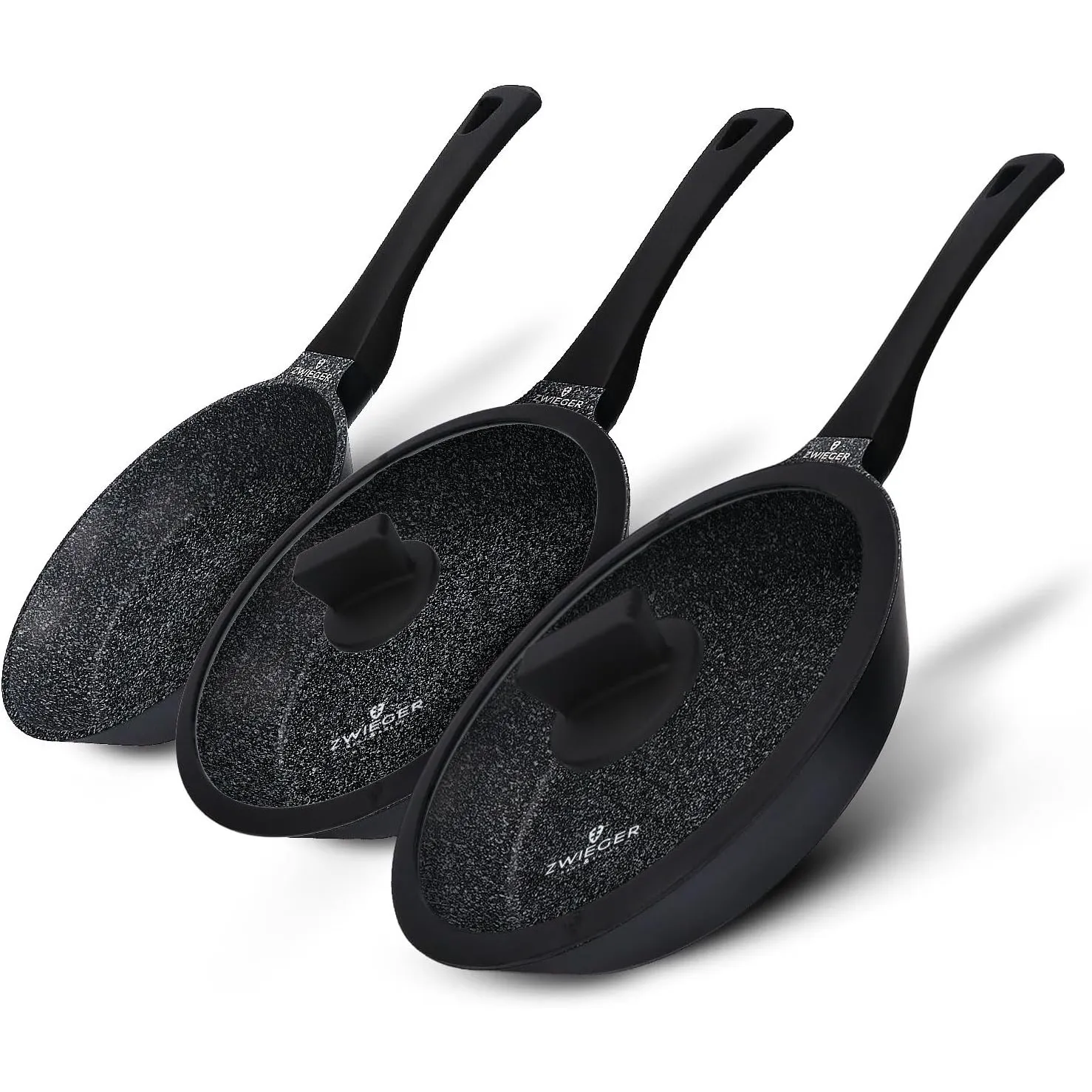 ZWIEGER Pfannenset Induktion – Pfannen 28, 24, 20 cm – Deckel 28, 24 cm