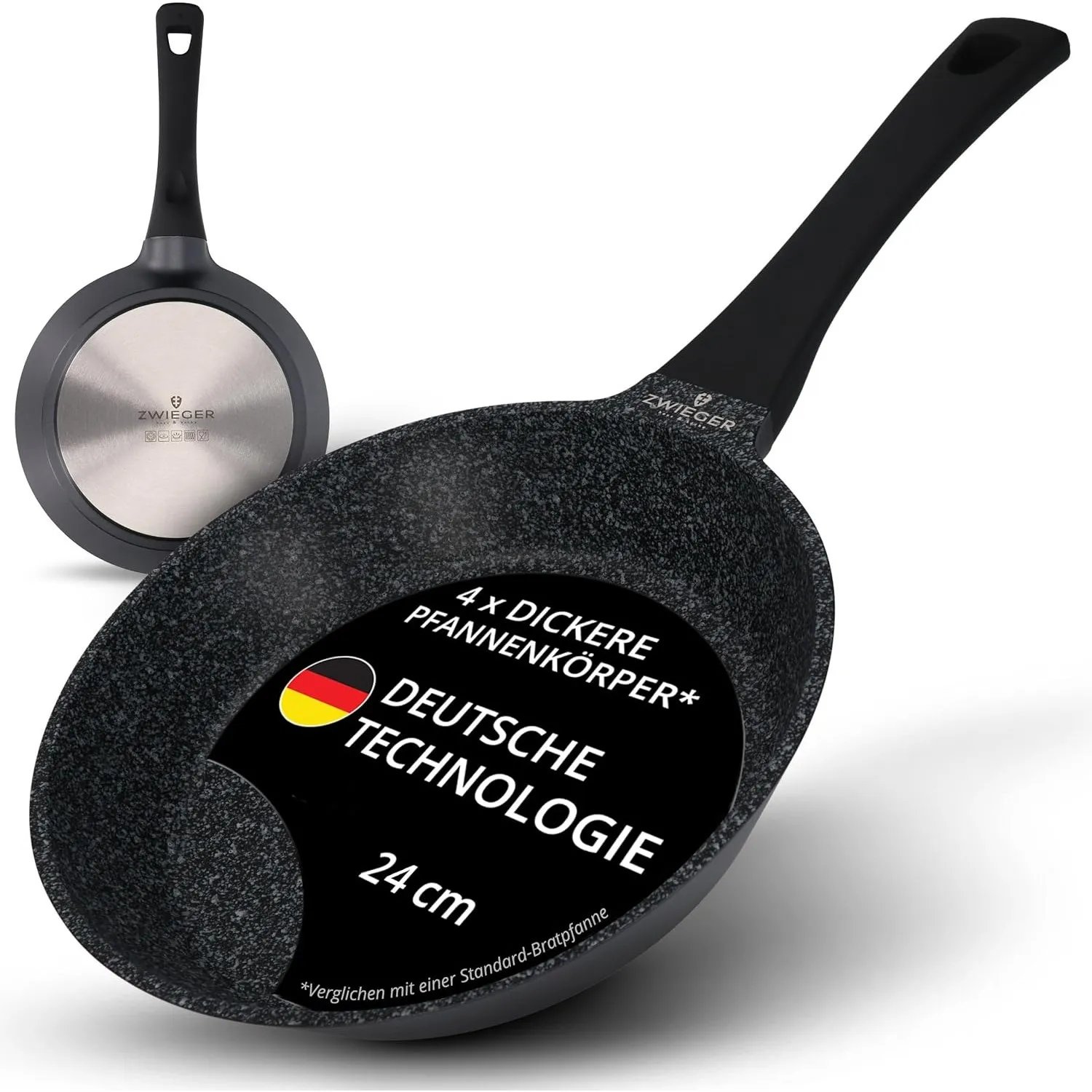 ZWIEGER Hochwertige Bratpfanne 24cm – Pfanne 24 cm Induktion, Aluguss