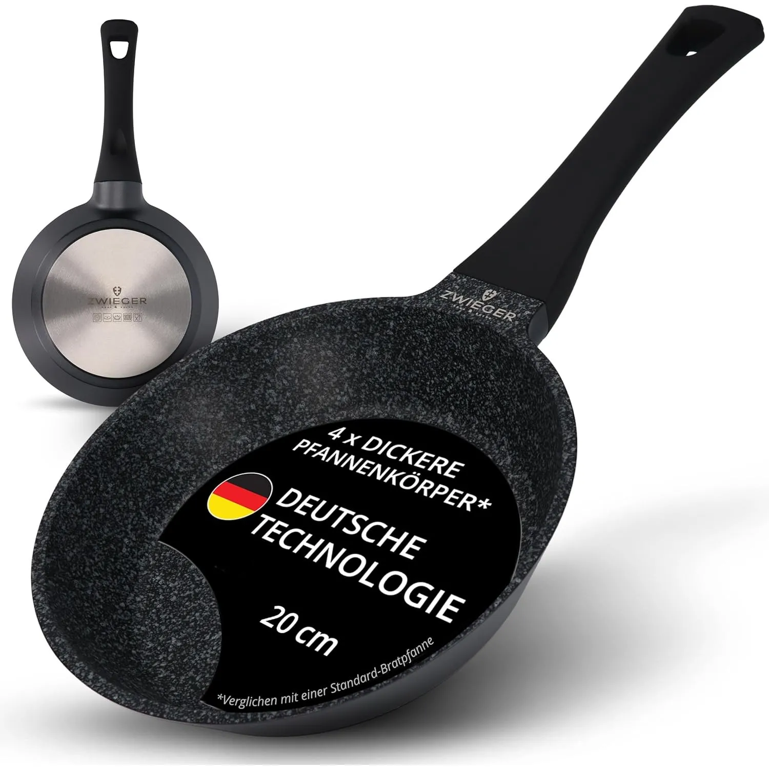 ZWIEGER Hochwertige kleine Pfanne 20cm Induktion, Bratpfanne 20 cm, Aluguss