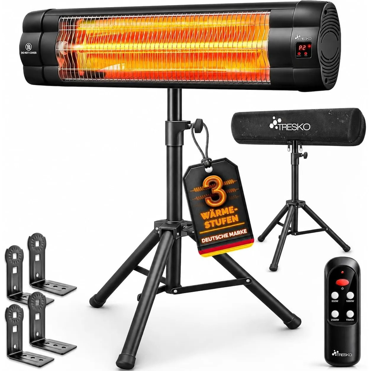 TRESKO® Infrarot Heizstrahler 2500W mit Fernbedienung für Innen & Außen