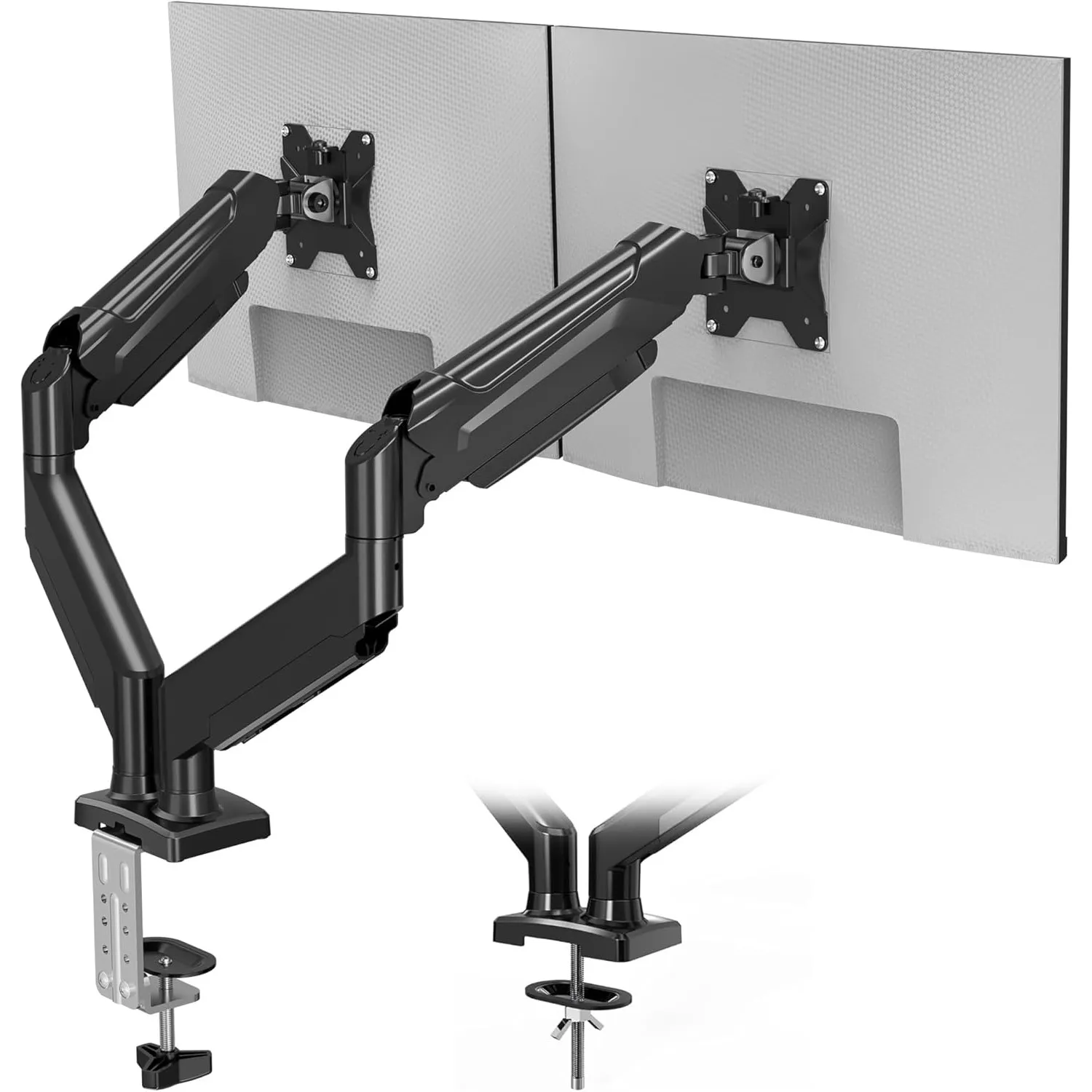 BONTEC Monitor Halterung 2 Monitore, Bildschirmhalterung 2 Monitor für 13-32 Zoll, Gasfederarm mit 360° Drehbar & Neigb…