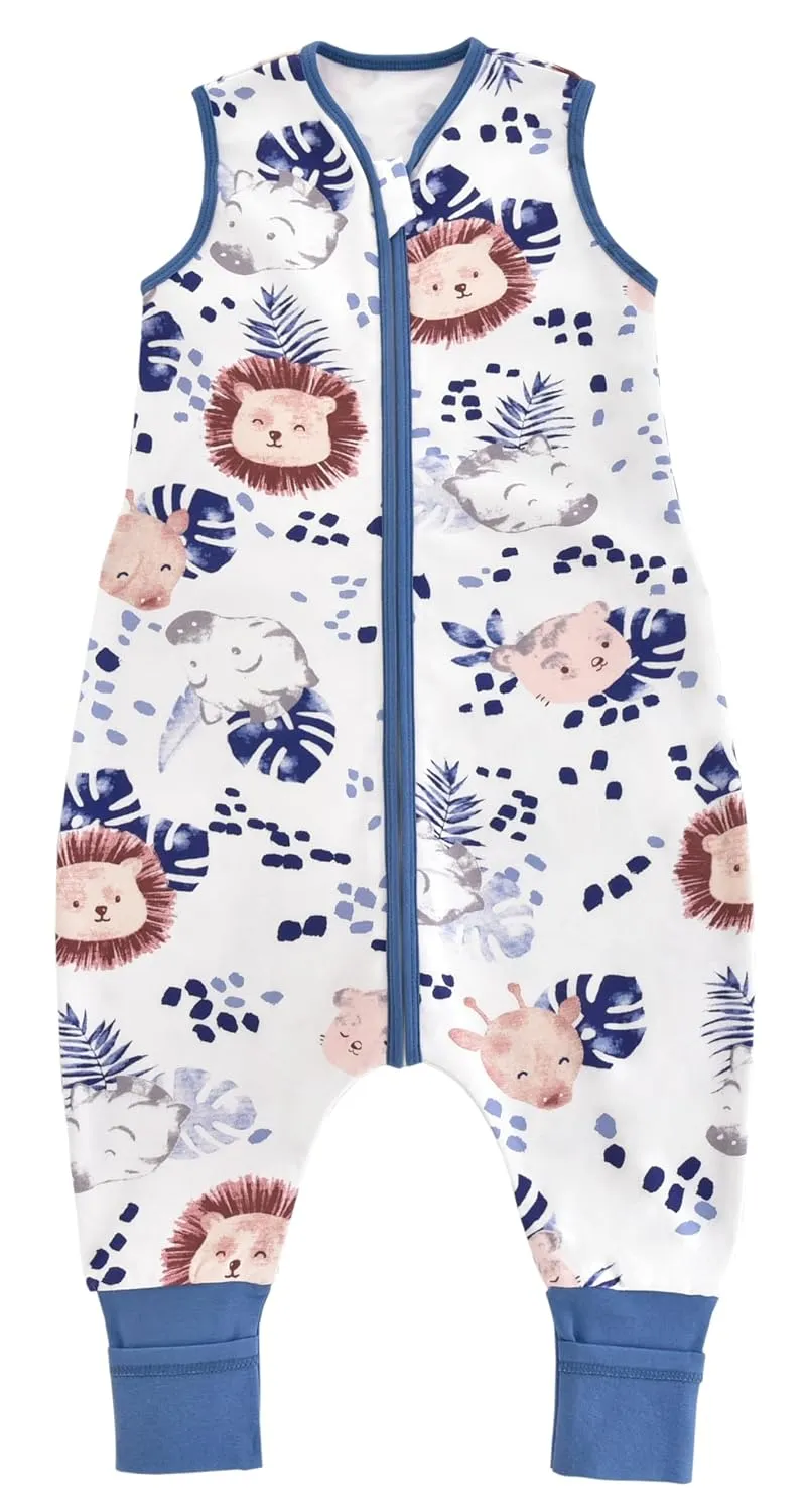 Chilsuessy Baby Schlafsack mit Beinen 1.5 Tog Schlafsack 100% Baumwolle Ganzjahres Schlafsack mit Füßen Babyschlafsack Schlafsack Kinder, 1.5 Tog/Zebra, 70cm/Baby Höhe 75-85cm