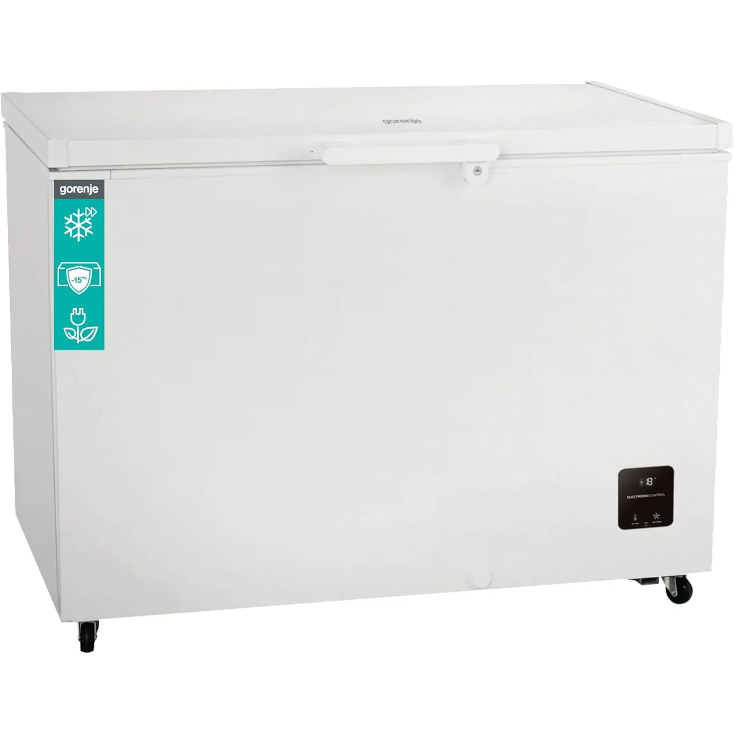Gorenje FH30DAW Gefriertruhe mit Rollen, 111,4cm Breite, 297 Liter, Gefrierschutz unten -15℃, Elek, Kontrolle, Inverter…