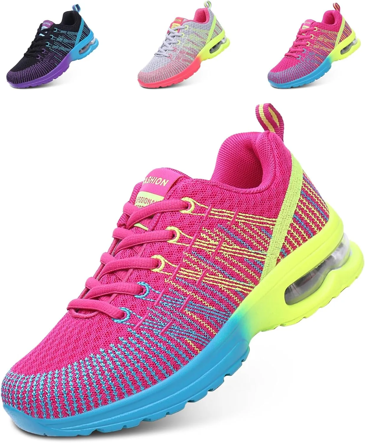 Hitmars Laufschuhe Damen Turnschuhe Luftpolster Sneaker Atmungsaktiv Sportschuhe Leicht Joggingschuhe rutschfest Straßenlaufschuhe Walkingschuhe Fitness Running Outdoor Schwarz EU 36-42