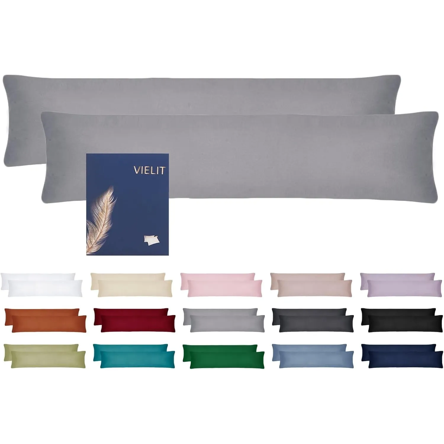 Vielit Seitenschläferkissen Bezug 40 x 145 2er Set Kissenbezug 40x145 Seitenschläfer Kopfkissenbezug Weich Kissenbezüge…