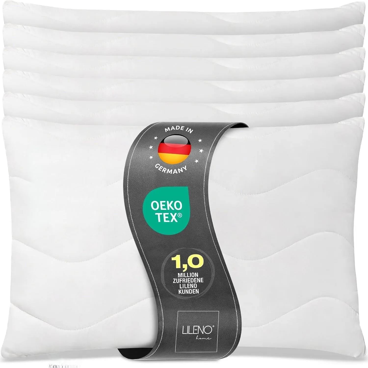 LILENO HOME Kopfkissen 70x90 (6er Set) – 95 °C waschbar, Oeko-Tex & Made in DE – Allergiker Kissen anpassbar für himmli…