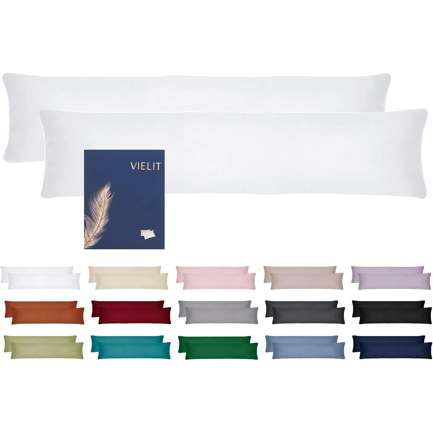 Vielit Seitenschläferkissen Bezug 40 x 145 2er Set Kissenbezug 40x145 Seitenschläfer Kopfkissenbezug Weich Kissenbezüge…