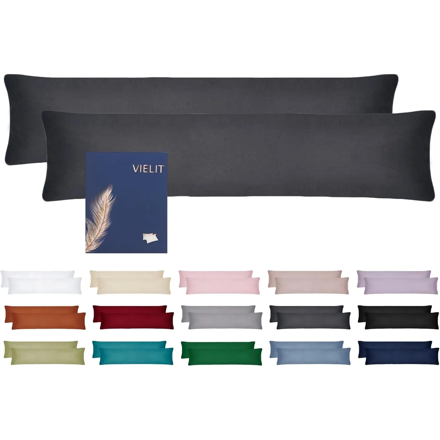 Vielit Seitenschläferkissen Bezug 40 x 145 2er Set Kissenbezug 40x145 Seitenschläfer Kopfkissenbezug Weich Kissenbezüge…