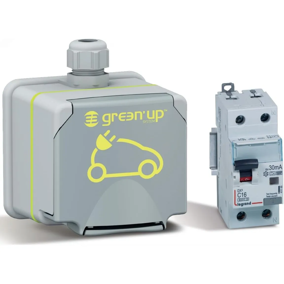 LEGRAND, Green' Up Steckdose für Elektrofahrzeuge & Plug-in-Hybridfahrzeuge, Mode 1&2, 1-phasig, Ladestrom von 8-16A, 3…