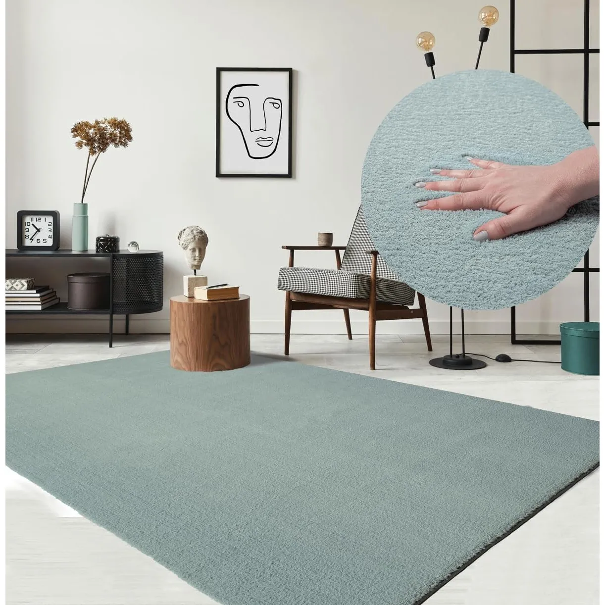 the carpet Relax kuscheliger Kurzflor Teppich, Anti-Rutsch Unterseite, Waschbar bis 30 Grad, Super Soft, Felloptik, Bla…