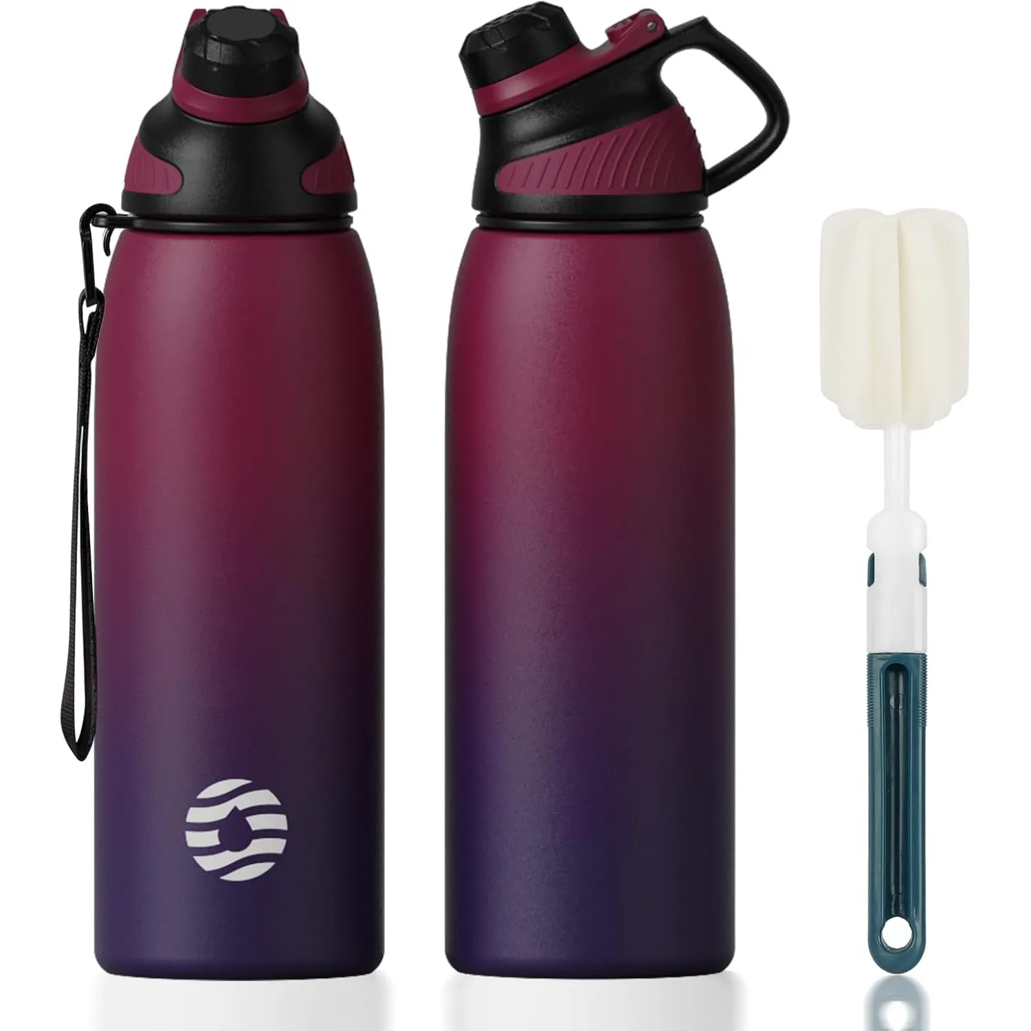 Fjbottle Edelstahl Trinkflasche Sport mit Magnetischem Deckel 1L, 800ml, 600ml, 400ml BPA-Frei Auslaufsichere Kinder Fl…