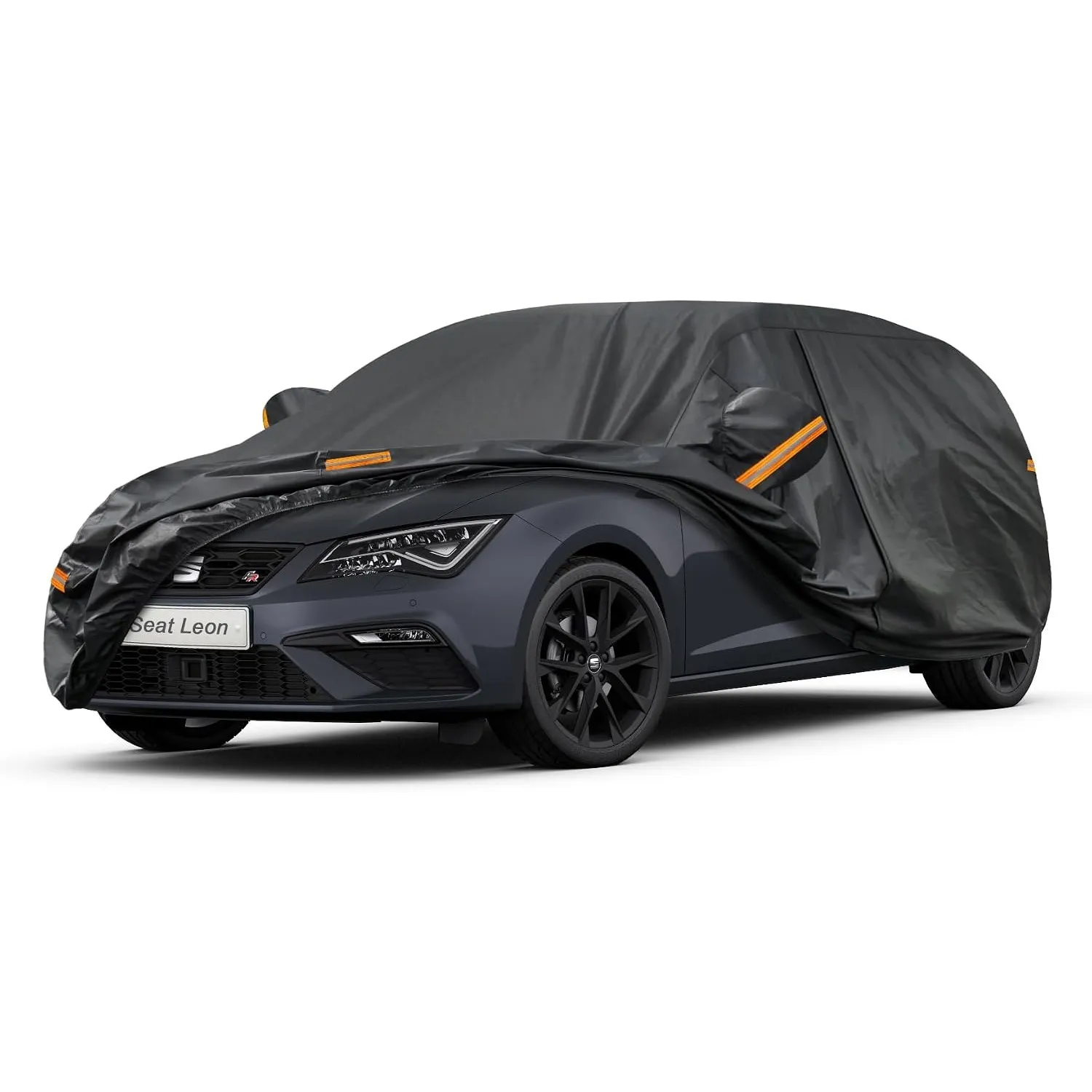 Kayme Autoplane Wasserdicht Atmungsaktiv für Seat Leon (1999-2025), 7 Schichten Vollgarage Autoabdeckung für Regen Sonn…