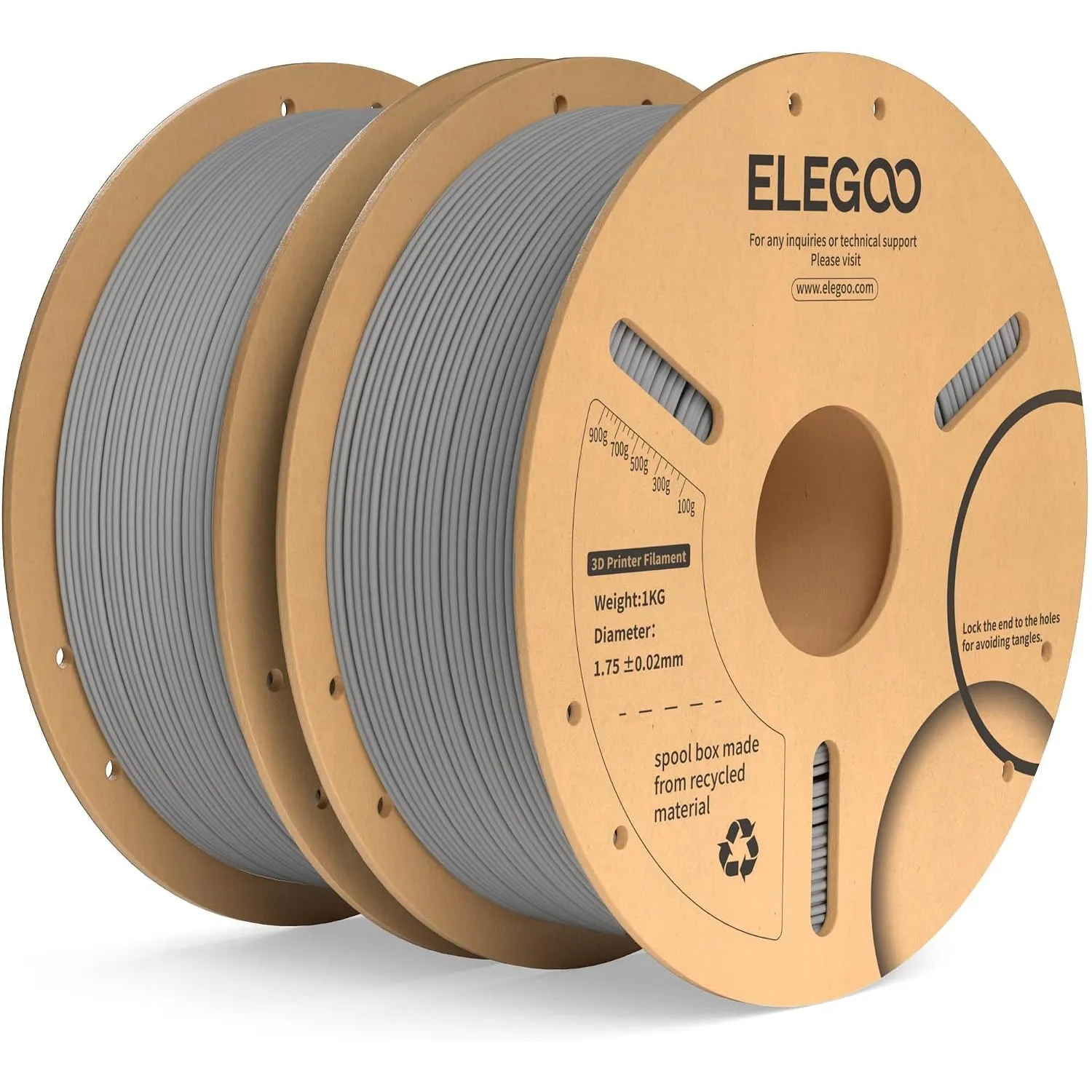 ELEGOO PLA+ Filament 1.75mm Grau 2KG