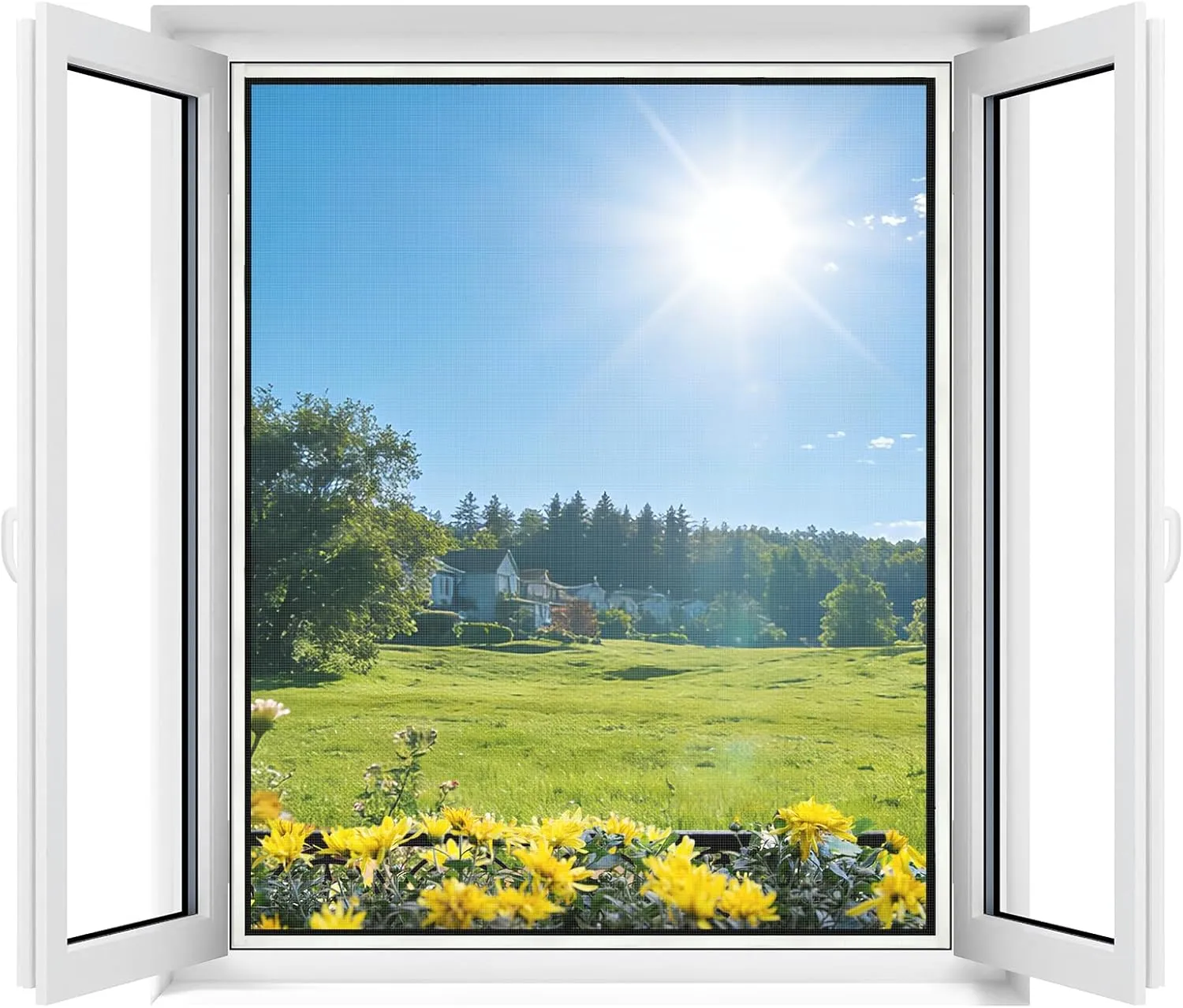 Apalus Window Fly Screen, Can be Cut to Window Sizes up to 110 x 130 cm, Insect Protection with Strong Velcro Tape, Eas…