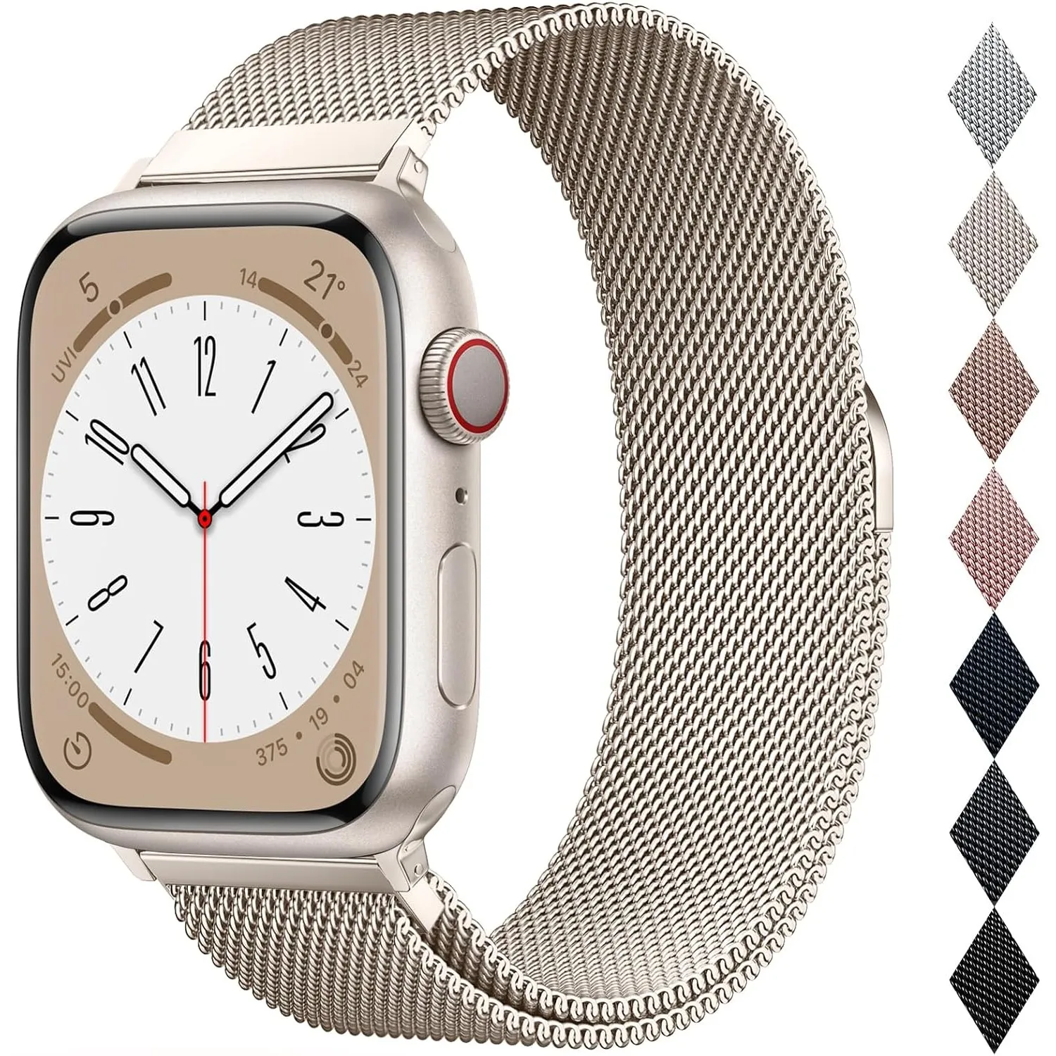 OULUOQI Edelstahl Milanaise Armband für Apple Watch 40mm 42mm 41mm 38mm