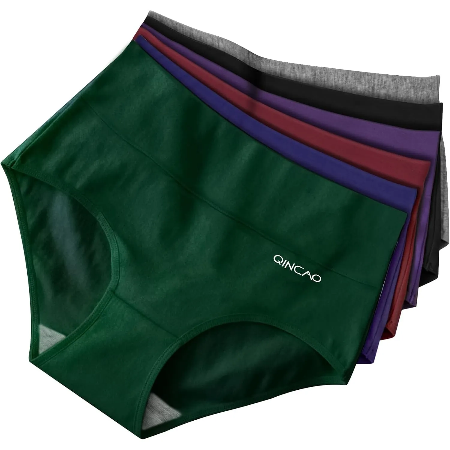 QINCAO Unterhosen Damen, Hohe Taille 6er Pack aus Baumwolle,Atmungsaktiv
