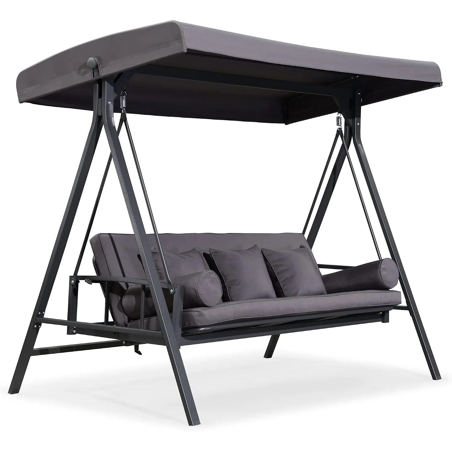 PURPLE LEAF Hollywoodschaukel mit Liegefunktion 3 Sitzer UV-Schutz, Grau