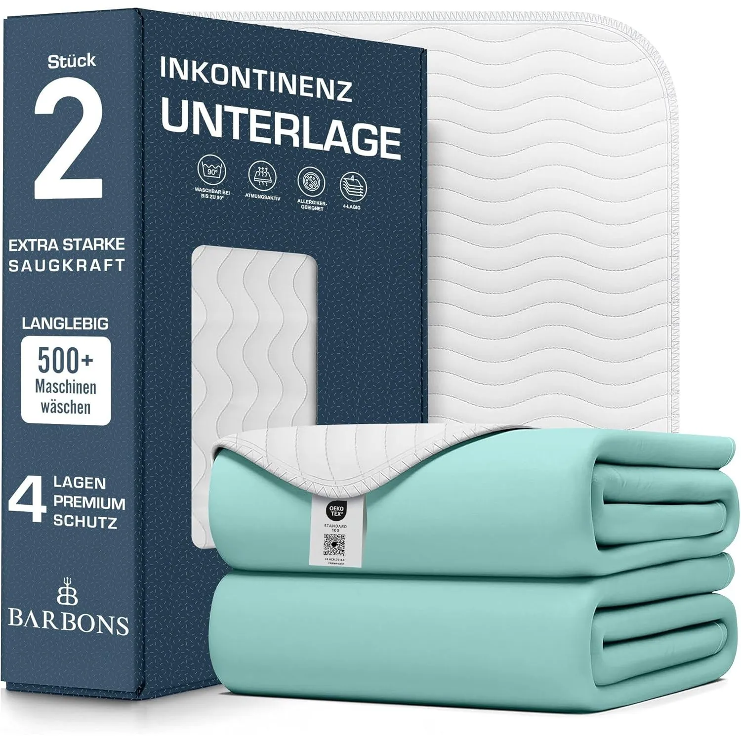Barbons Inkontinenzunterlage waschbar - Matratzenschutz 70x100 2er