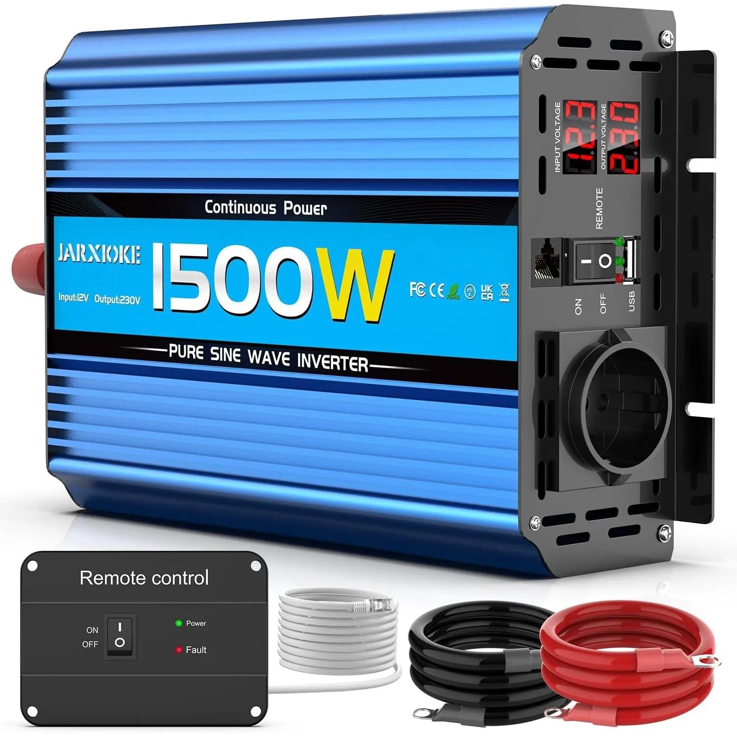 Wechselrichter 12v auf 230v 1500W/3000W Reiner Sinus Spannungswandler Stromwechselrichter DC Umwandler Power Solar Inve…