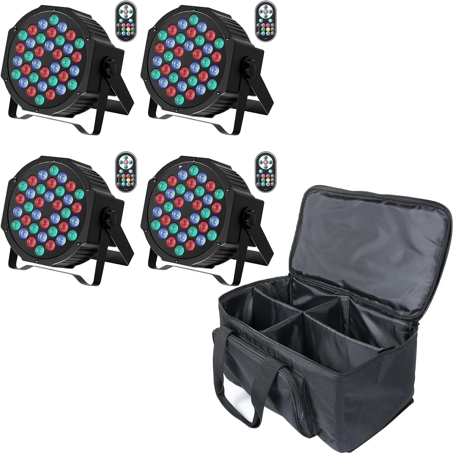 SEBRUANC 4PCS LED Par Scheinwerfer mit Par Tasche, RGB 36 LED Strahler Bühnenlicht mit Fernbedienung und Sound Aktivier…
