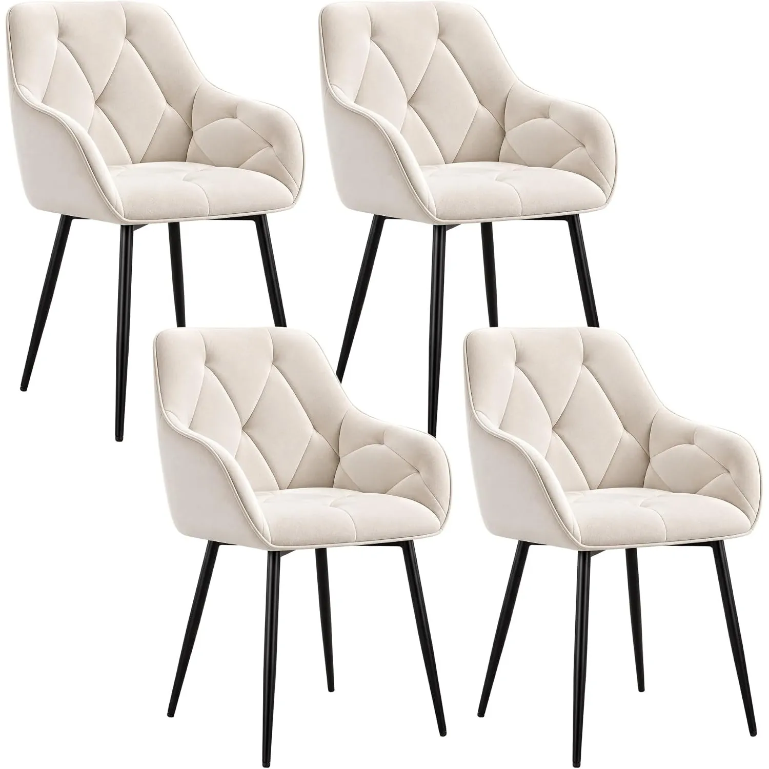 WOLTU Esszimmerstühle 4er Set, für Esszimmer Wohnzimmer, ergonomische Küchenstühle gepolstert mit Armlehnen, Metallbein…