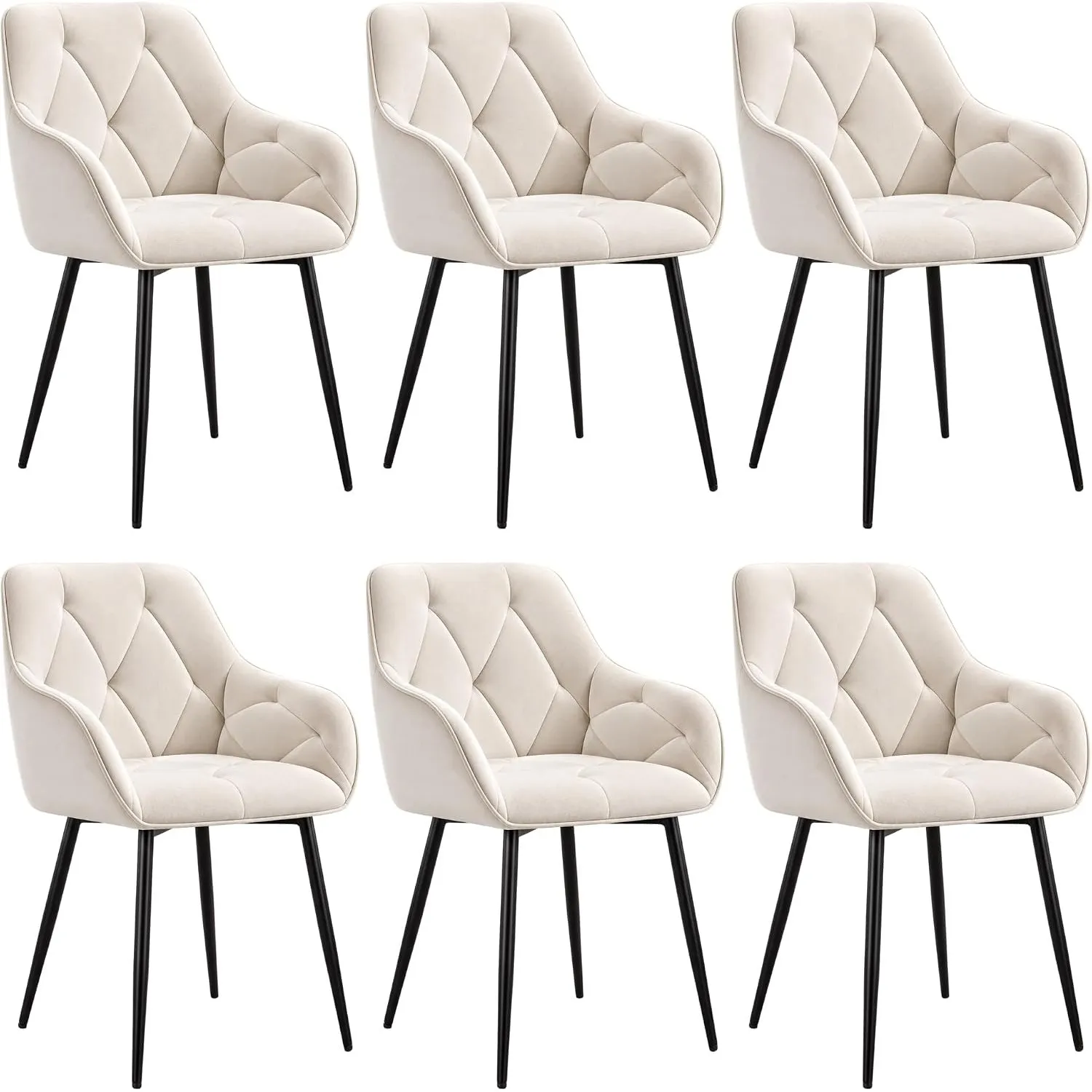 WOLTU Esszimmerstühle 6er Set, für Esszimmer Wohnzimmer, ergonomische Küchenstühle gepolstert mit Armlehnen, Metallbein…
