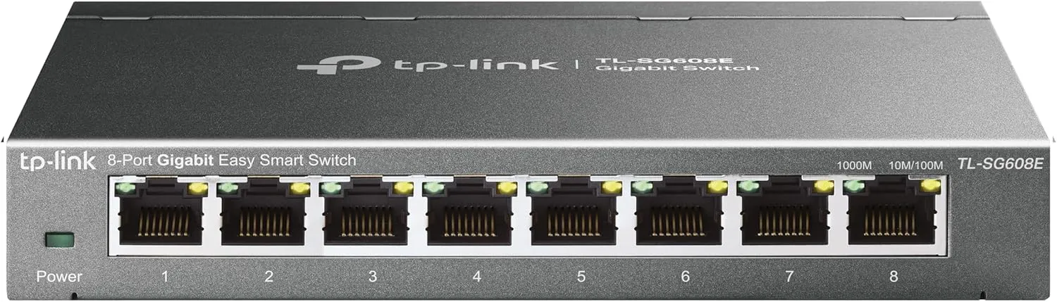 TP-Link TL-SG608E 8-Ports Gigabit Easy Smart Managed Netzwerk Switch (Plug-and-Play, Metallgehäuse, QoS, IGMP-Snooping,…