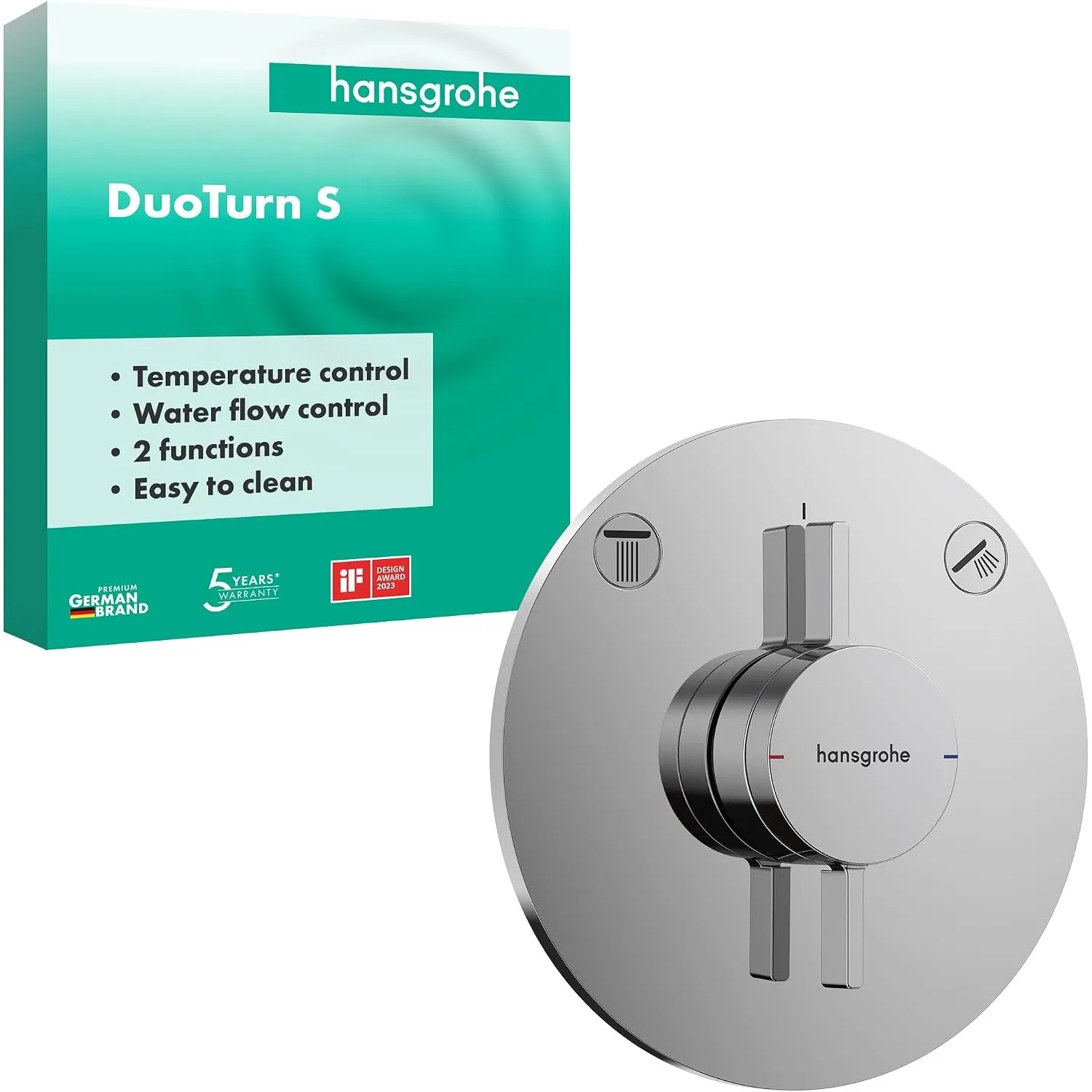 hansgrohe DuoTurn S - Duscharmatur Unterputz für 2 Verbraucher, Mischbatterie Dusche rund, Einhebelmischer für iBox uni…
