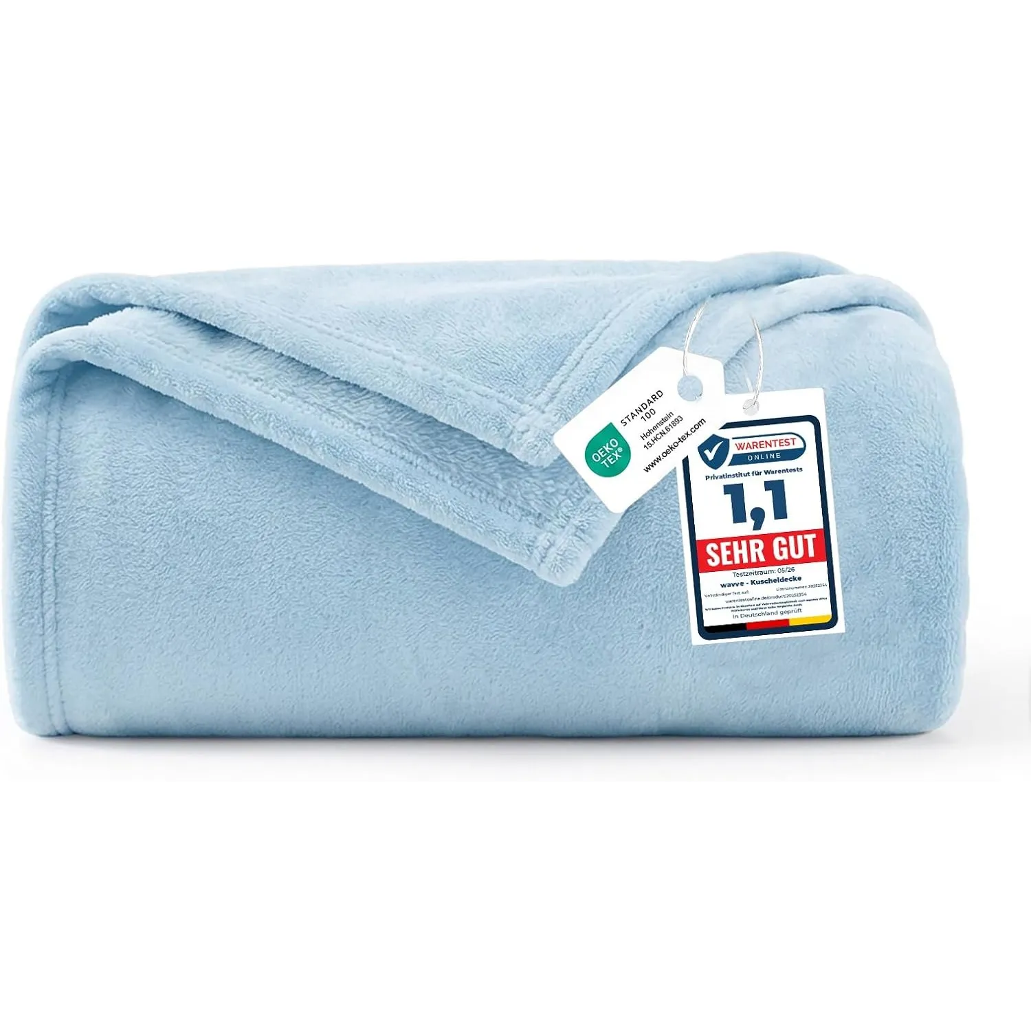 WAVVE Kuscheldecke Flauschig Decke Tagesdecke 150x200 - Sofadecke Hellblau