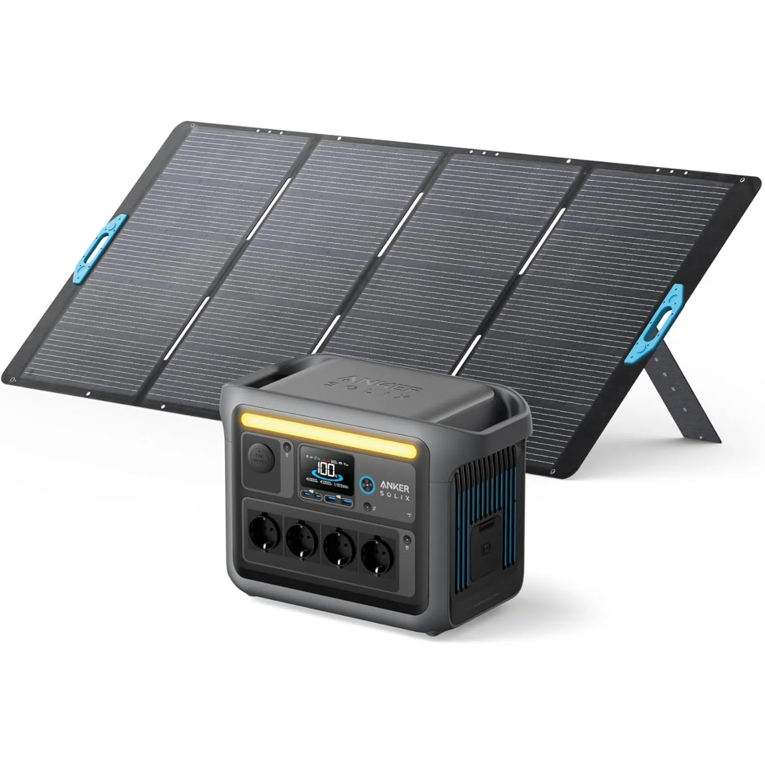 Anker SOLIX C1000 Set Tragbare Powerstation mit 400W Solarpanel, 1800W Solargenerator, 4230V Steckdosen mit max. 2400W …