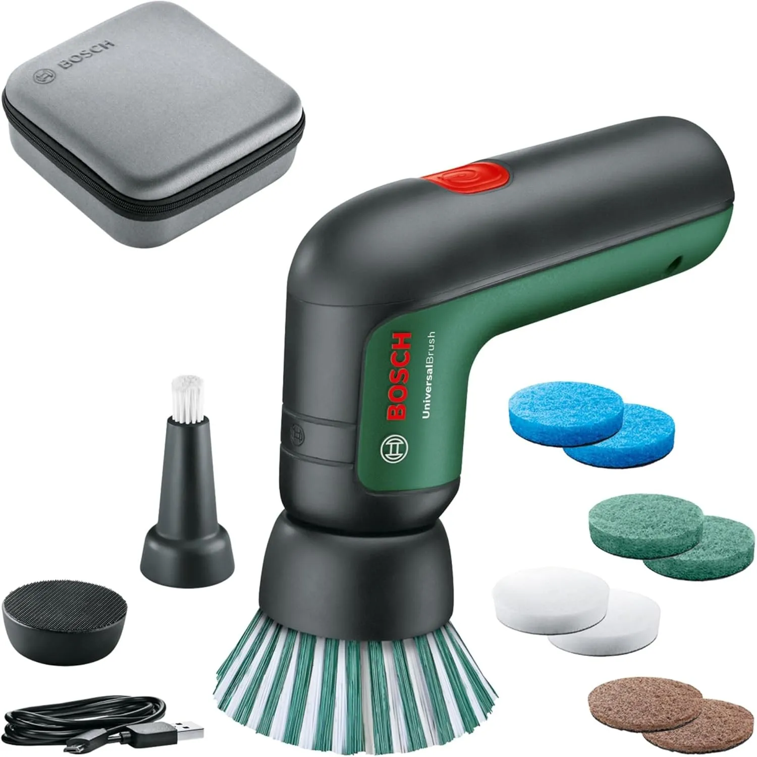 Bosch Elektro-Reinigungsbürsten-Set UniversalBrush (für Badezimmer Fliesen, Küchenherd, Pfannen, Töpfe und mehr; 10 Rei…