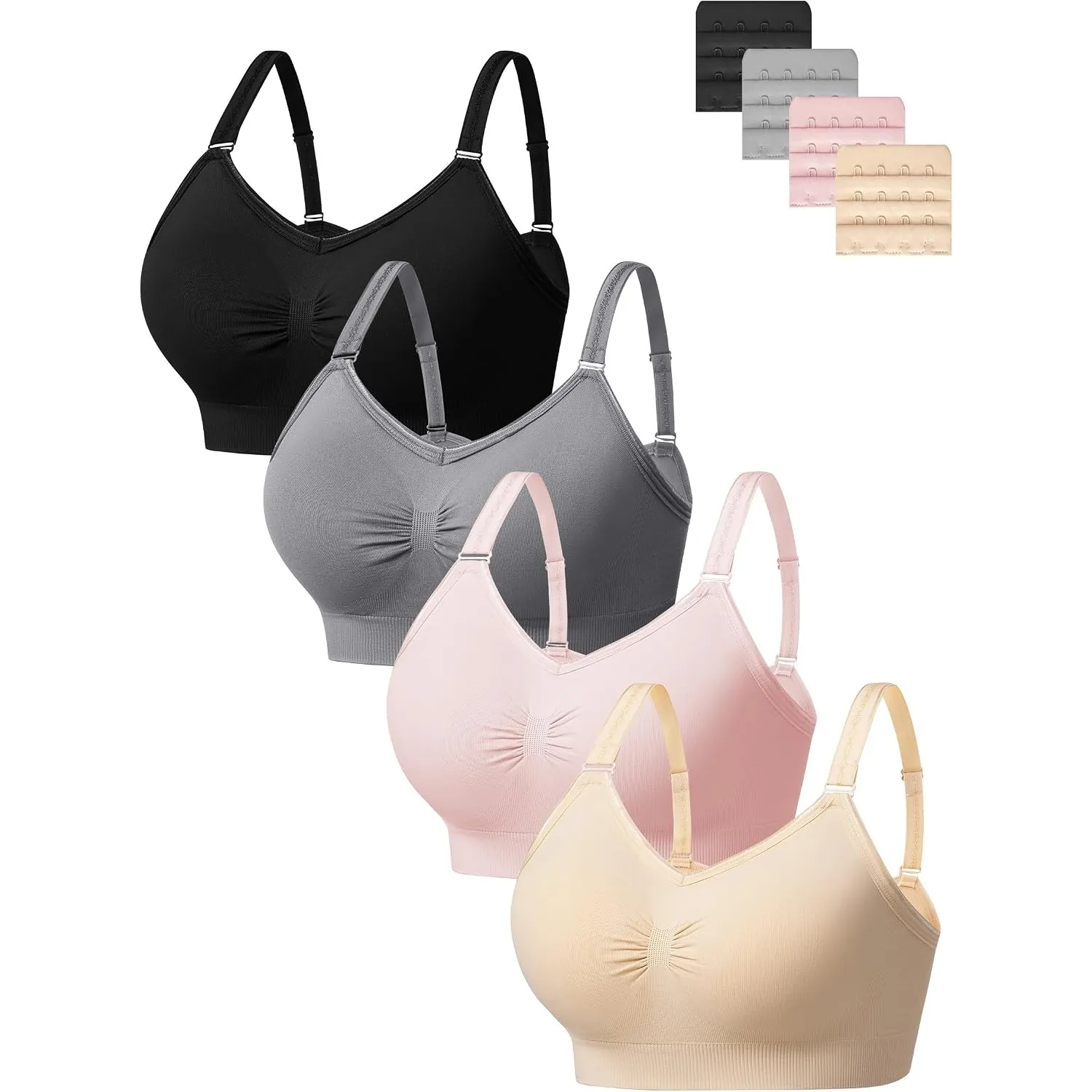 HBselect 4er BH Damen ohne Bügel Nahtloser Sports BH Seamless Bralettes