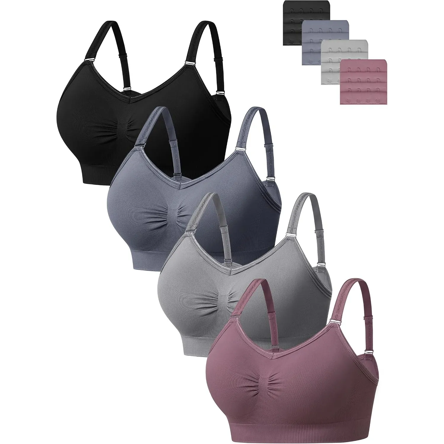 HBselect 4er BH Damen ohne Bügel Nahtloser Sports BH Seamless Bralettes