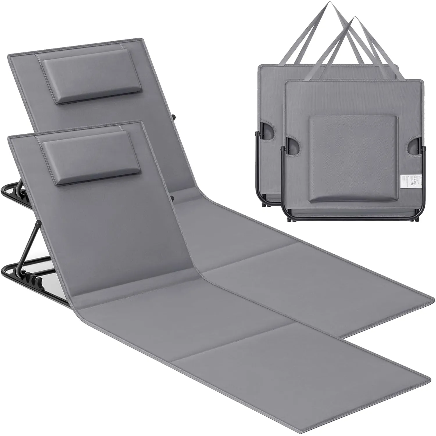 SONGMICS Strandstuhl, 2er Set, Campingstuhl, Sonnenliege, Strandliege, klappbar, verstellbare Rückenlehne, leicht tragb…