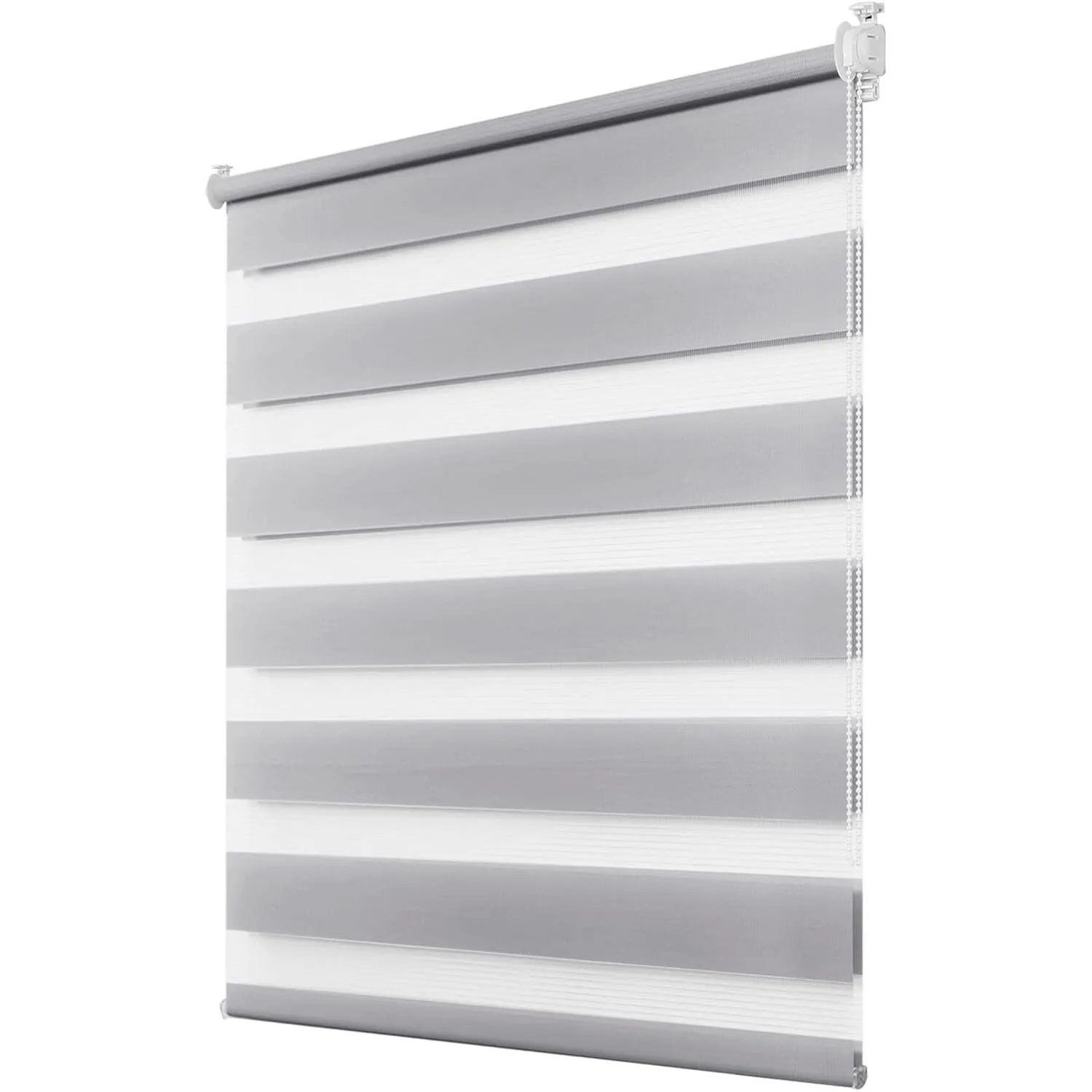 Deswell Doppelrollo Klemmfix ohne Bohren Grau B70 x H140 cm (Stoffbreite 66cm) Rollos für Fenster ohne Bohren für Fenst…