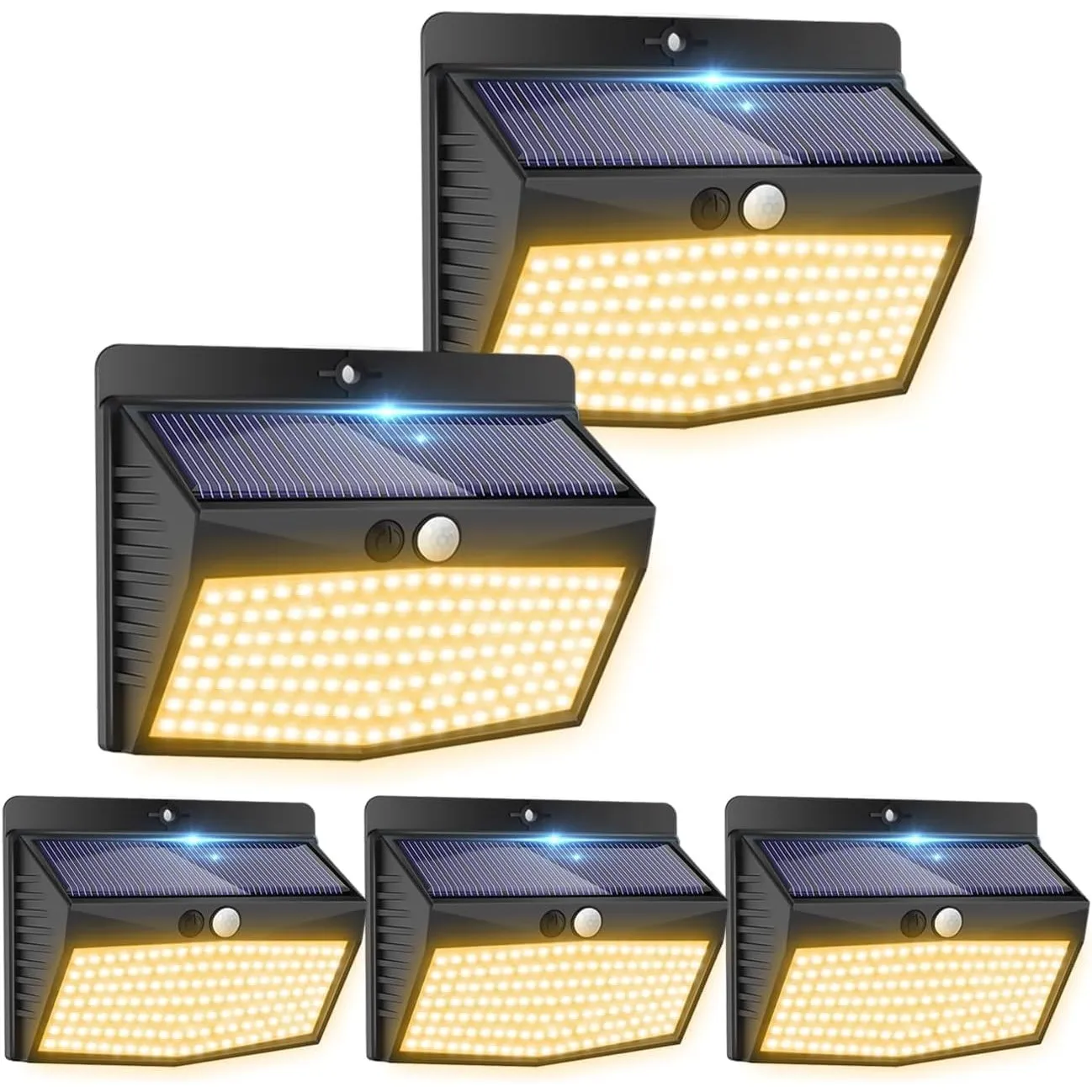 Peasur Warmweiß Solarlampen für außen mit bewegungsmelder [5 Stück], 138 Led Strahler mit Bewegungsmelder Außen 3 Modi,…